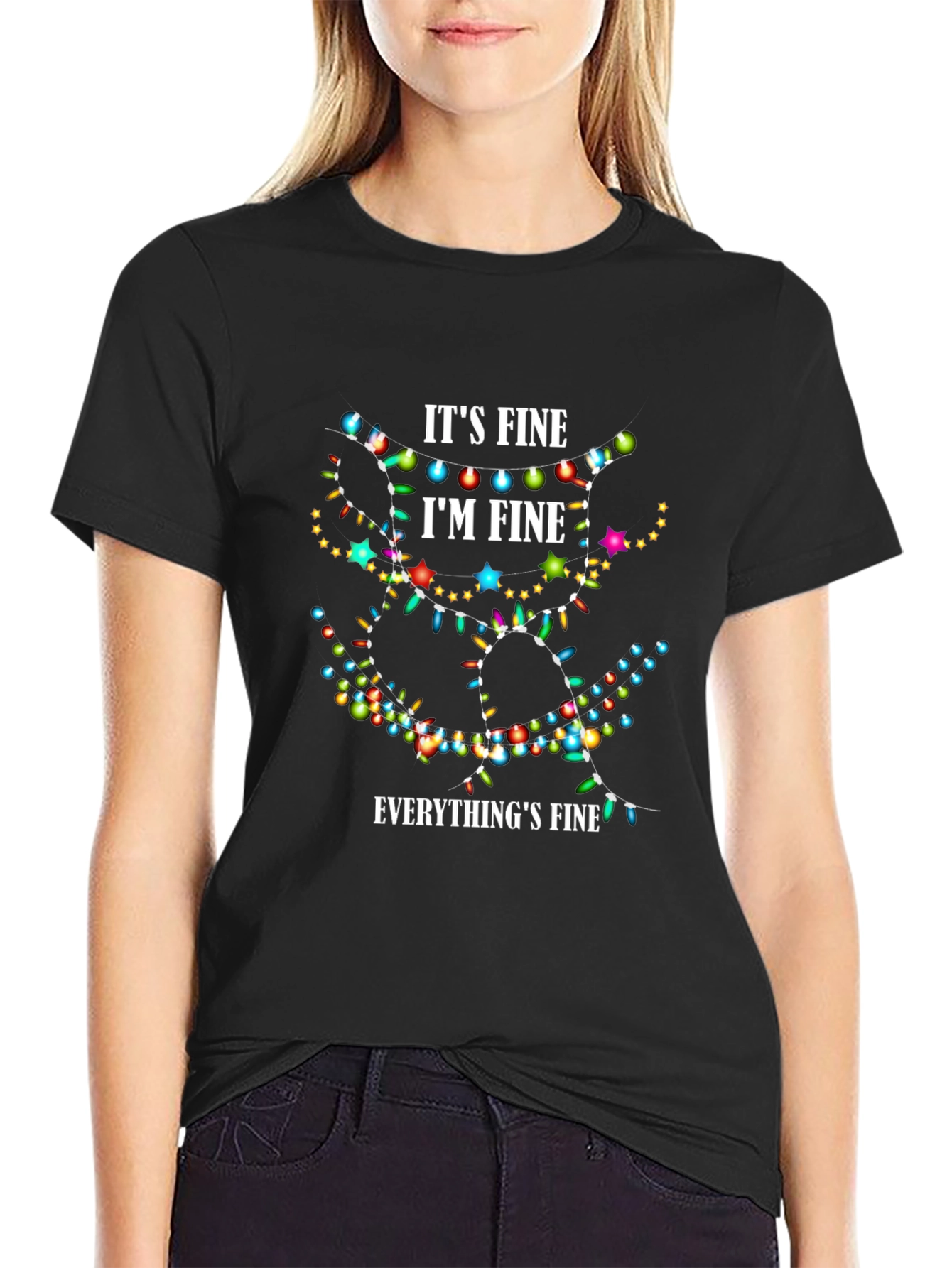 Its Fine Im Fine Everythings Fine Christmas Lights T-Shirt