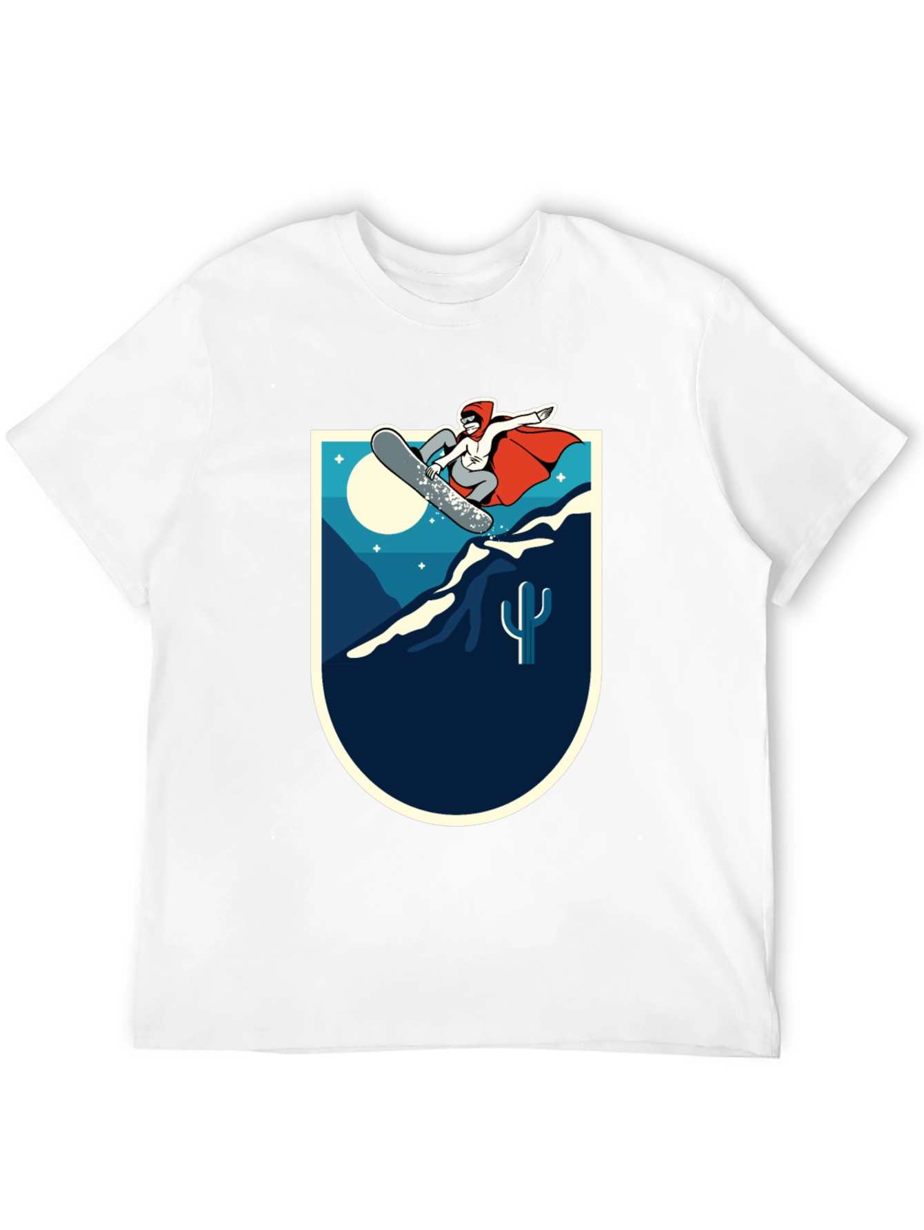 Snowboarder Desert Scene Graphic Tee - Black Cotton Blend