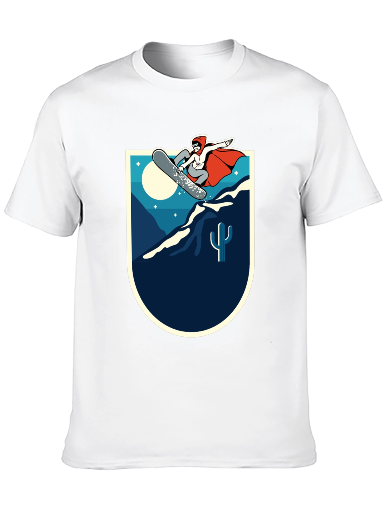 Snowboarder Desert Scene Graphic Tee - Black Cotton Blend