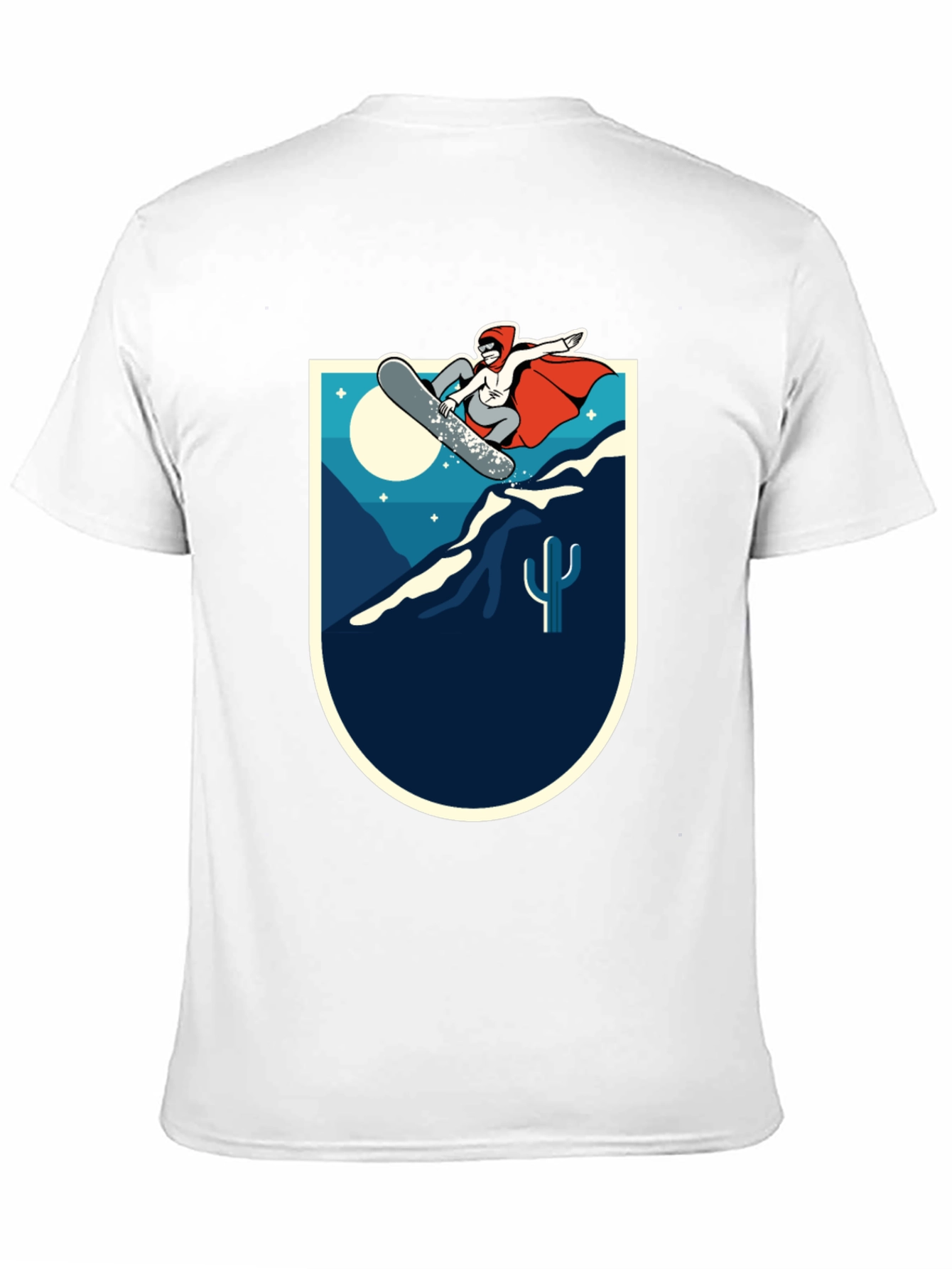 Snowboarder Desert Scene Graphic Tee - Black Cotton Blend