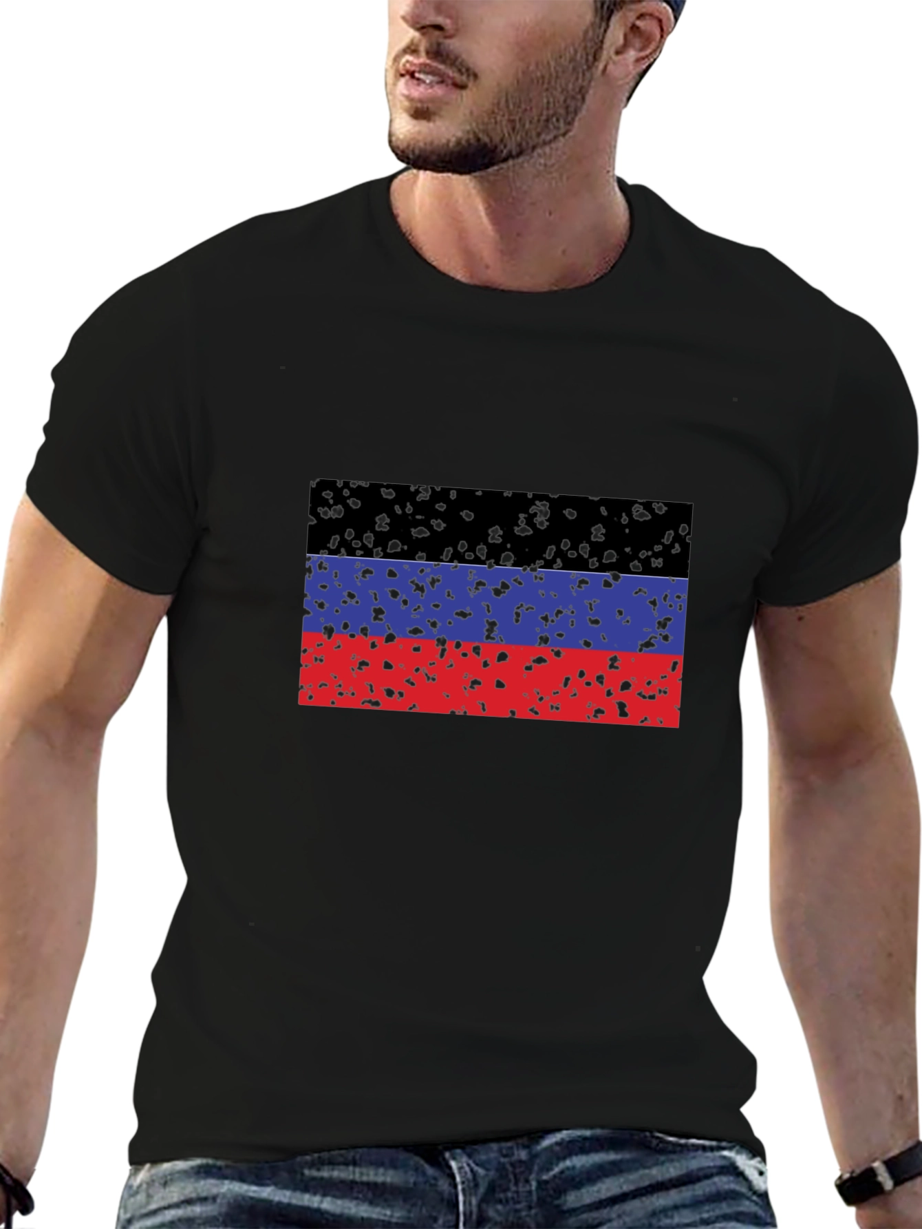 Donetsk Flag T-Shirt - Black Crew Neck Tee