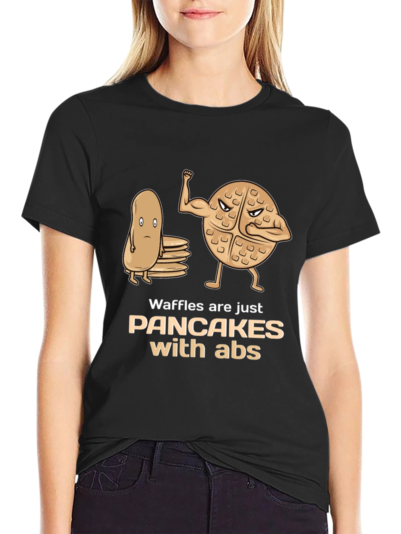 Waffles With Abs Graphic Tee - Funny Food Shirt