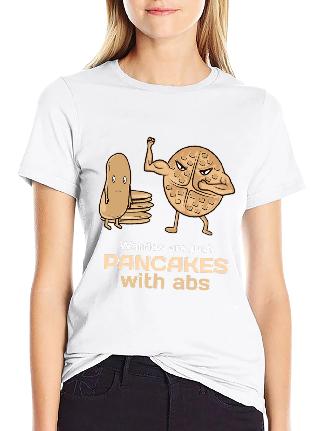 Waffles With Abs Graphic Tee - Funny Food Shirt