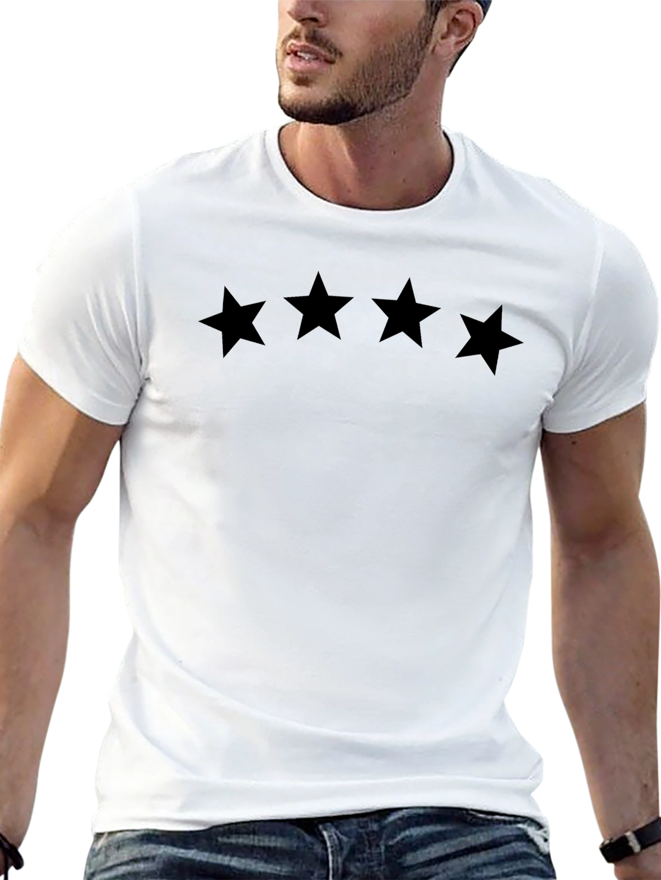 4 Star Graphic Tee - Mens Black Casual T-Shirt