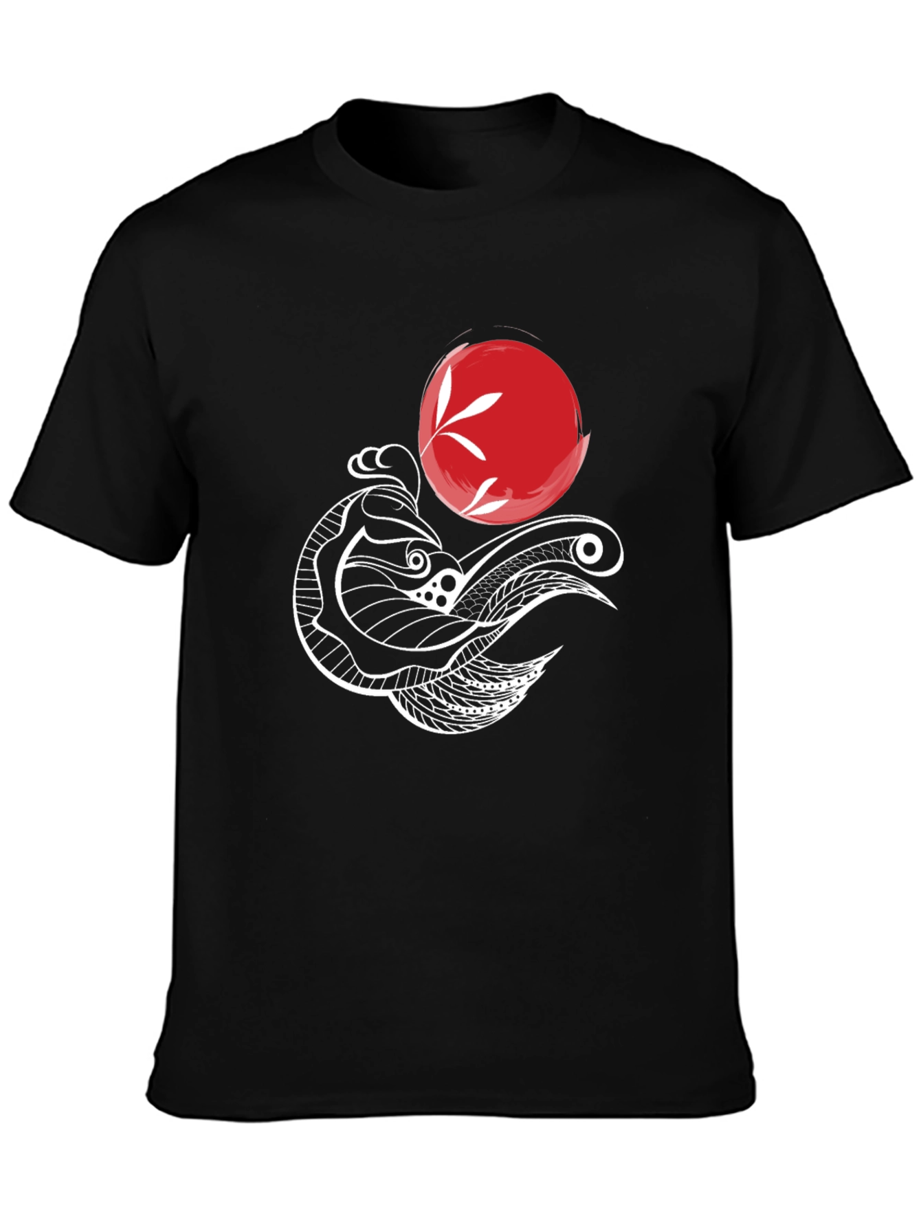 Koi Fish Graphic Tee - Artistic Black T-Shirt