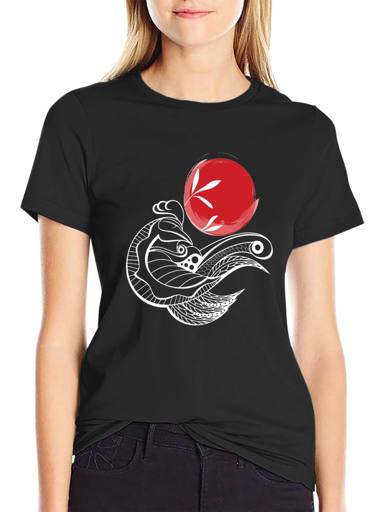 Koi Fish Graphic Tee - Artistic Black T-Shirt