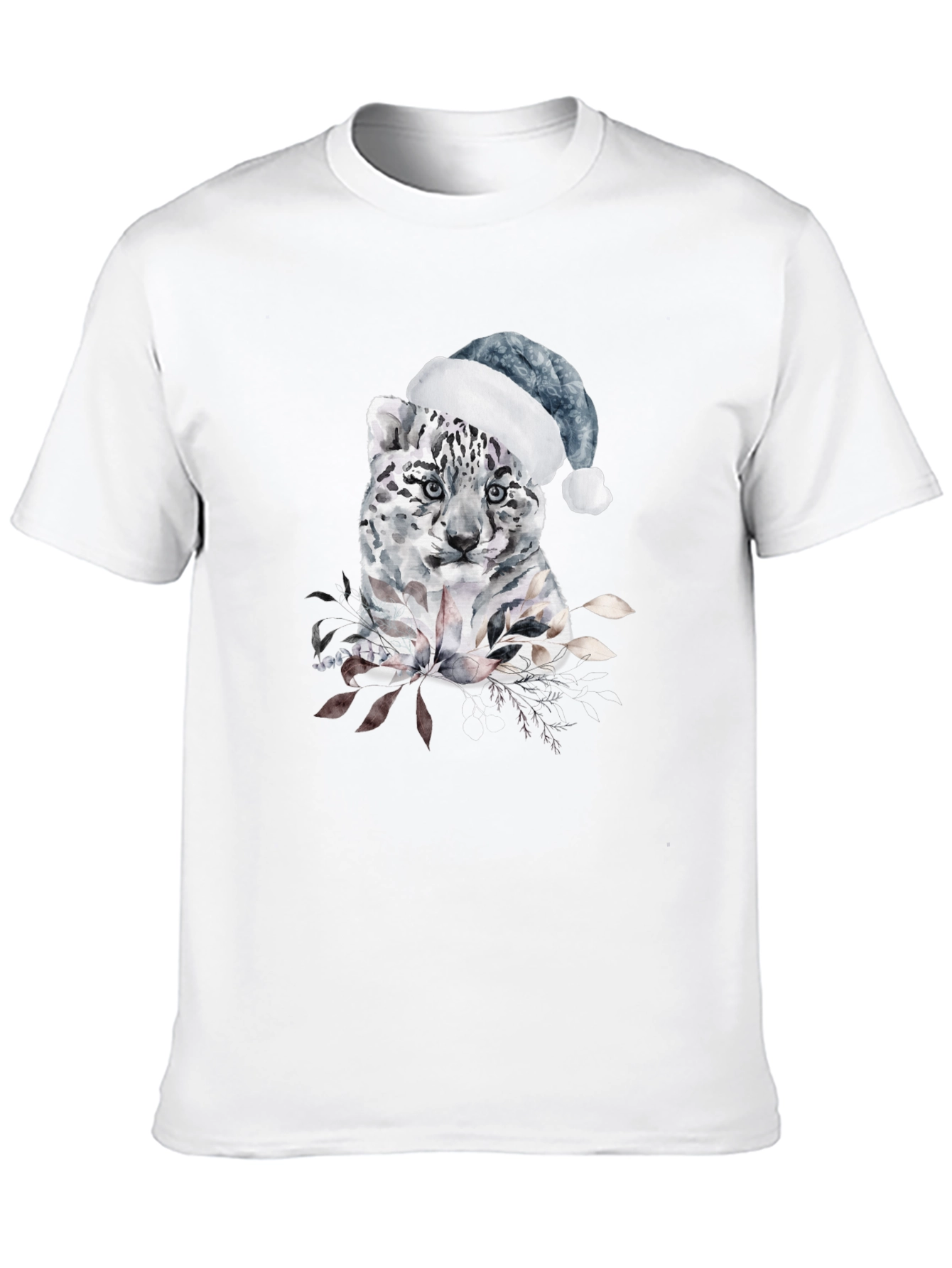 Festive Snow Leopard Tee - Winter Holiday Apparel