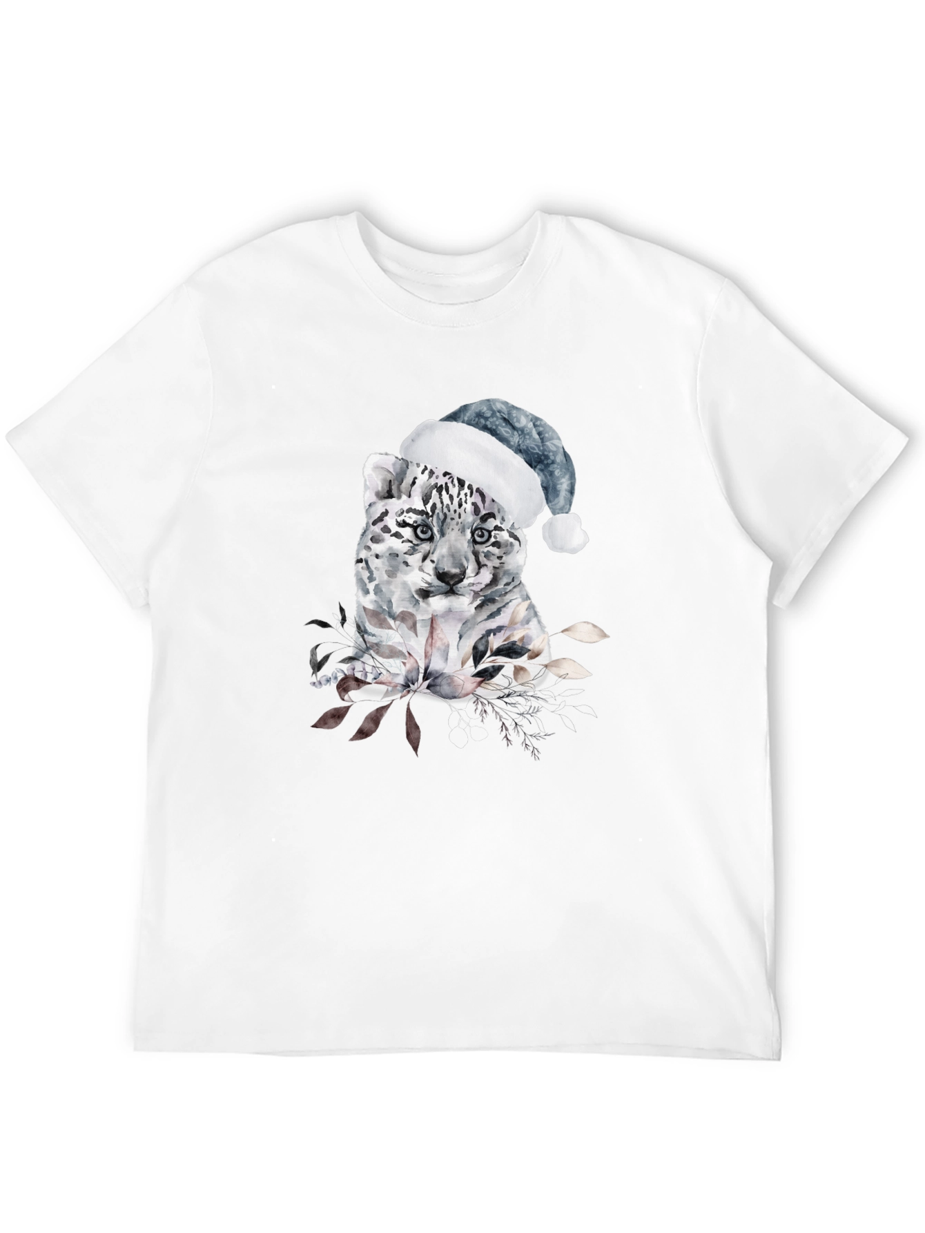 Festive Snow Leopard Tee - Winter Holiday Apparel