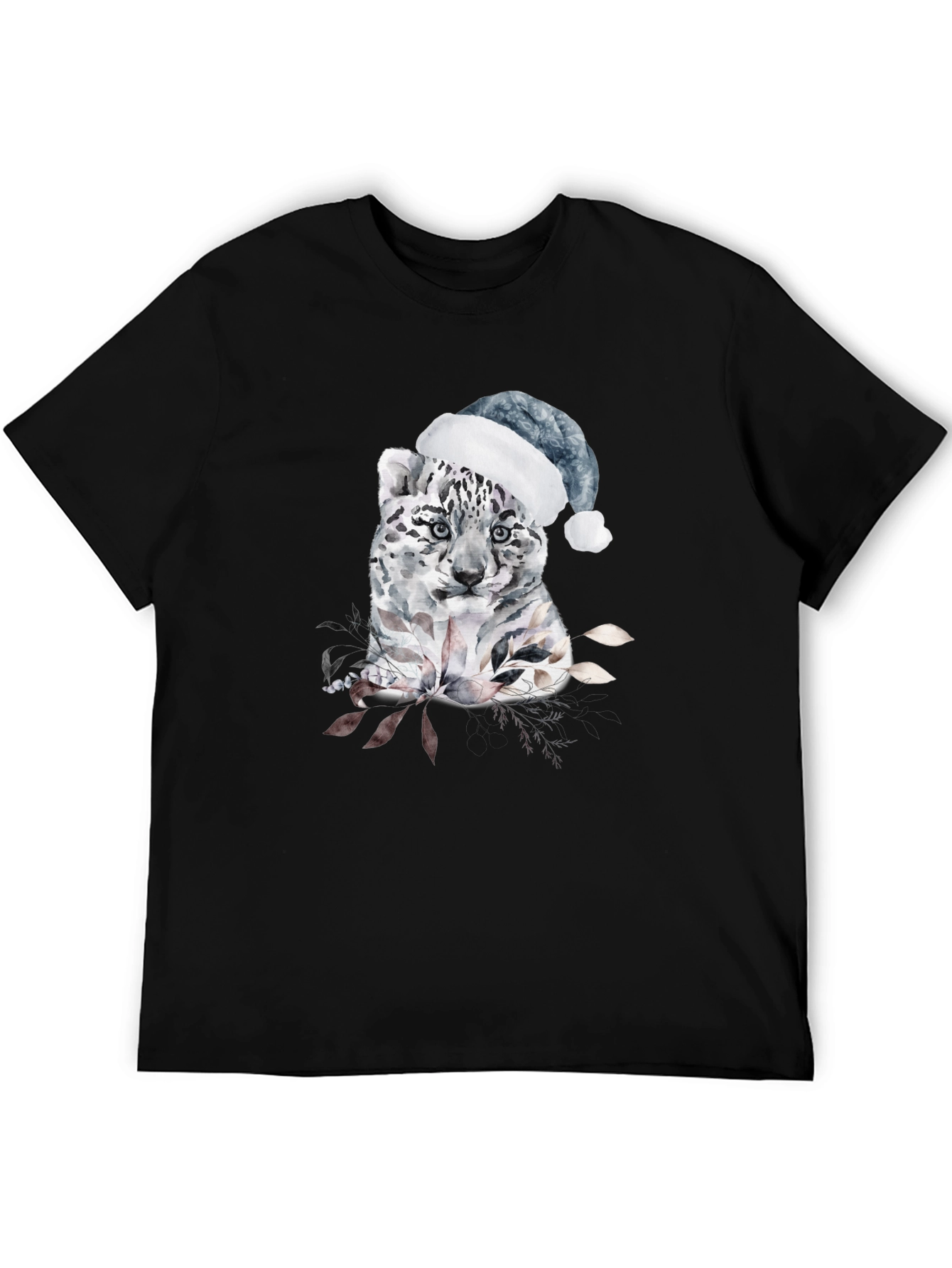 Festive Snow Leopard Tee - Winter Holiday Apparel