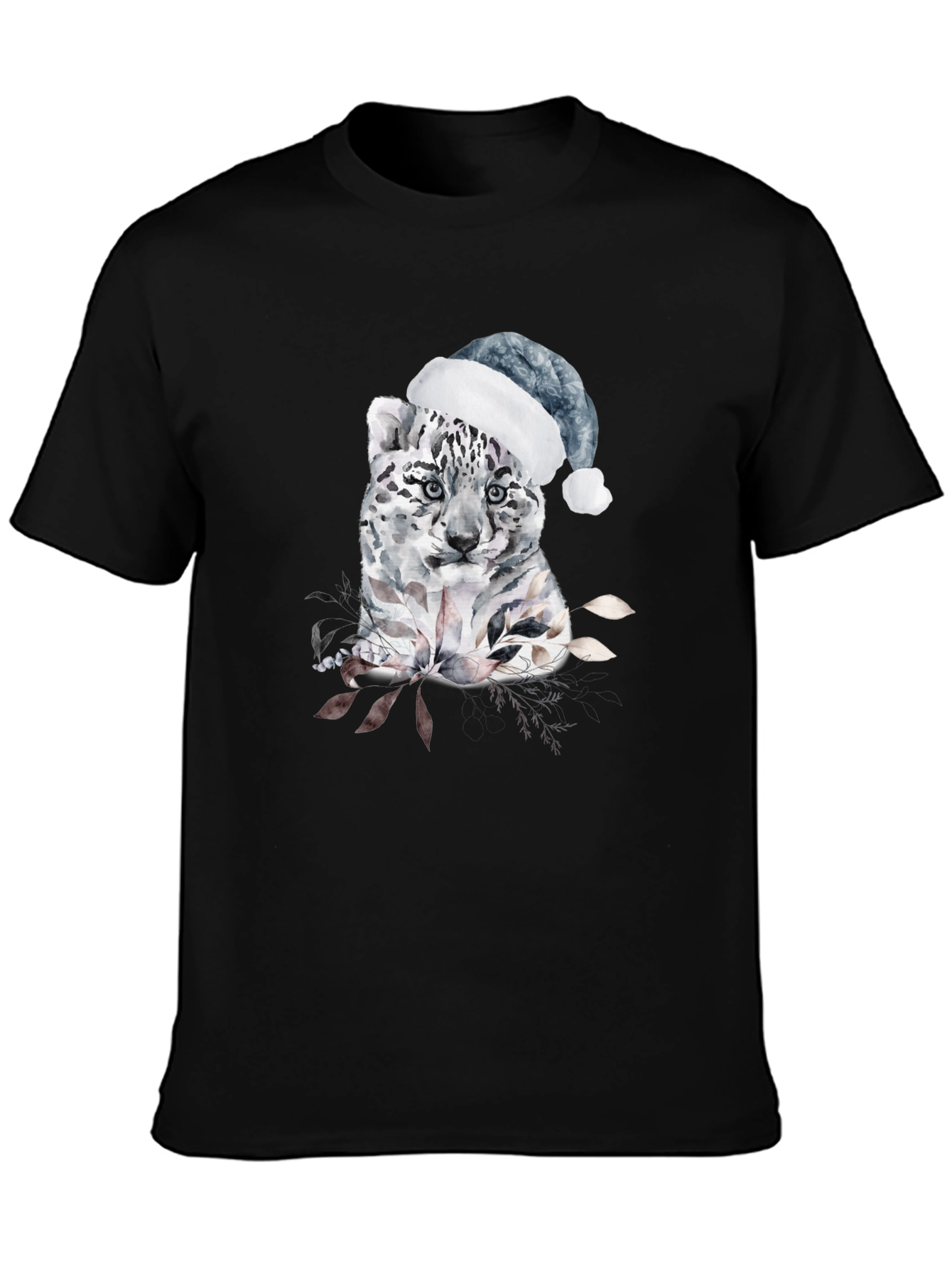 Festive Snow Leopard Tee - Winter Holiday Apparel