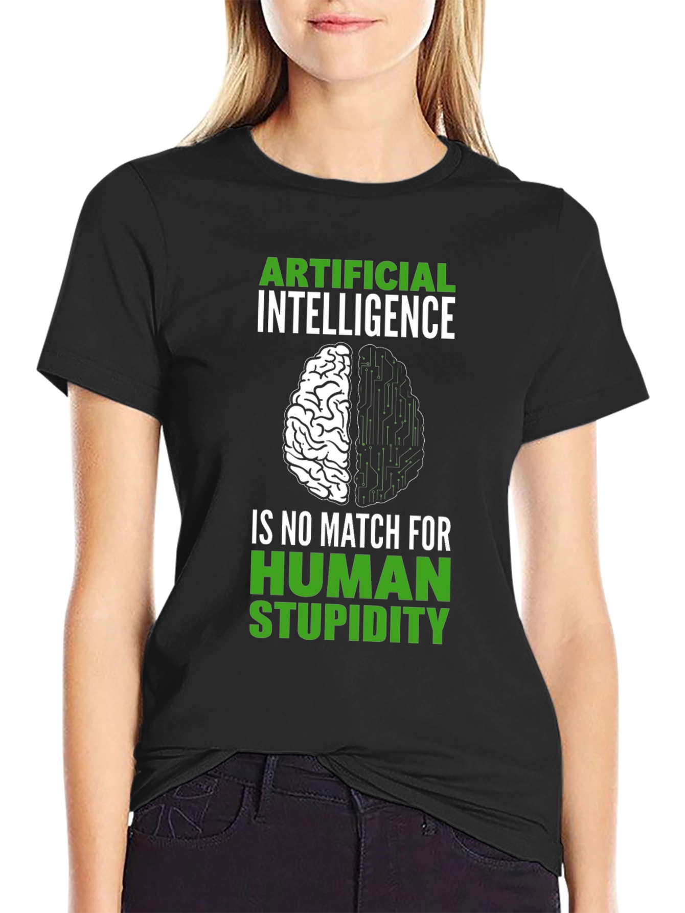 Artificial Intelligence vs Human Stupidity Graphic T-Shirt