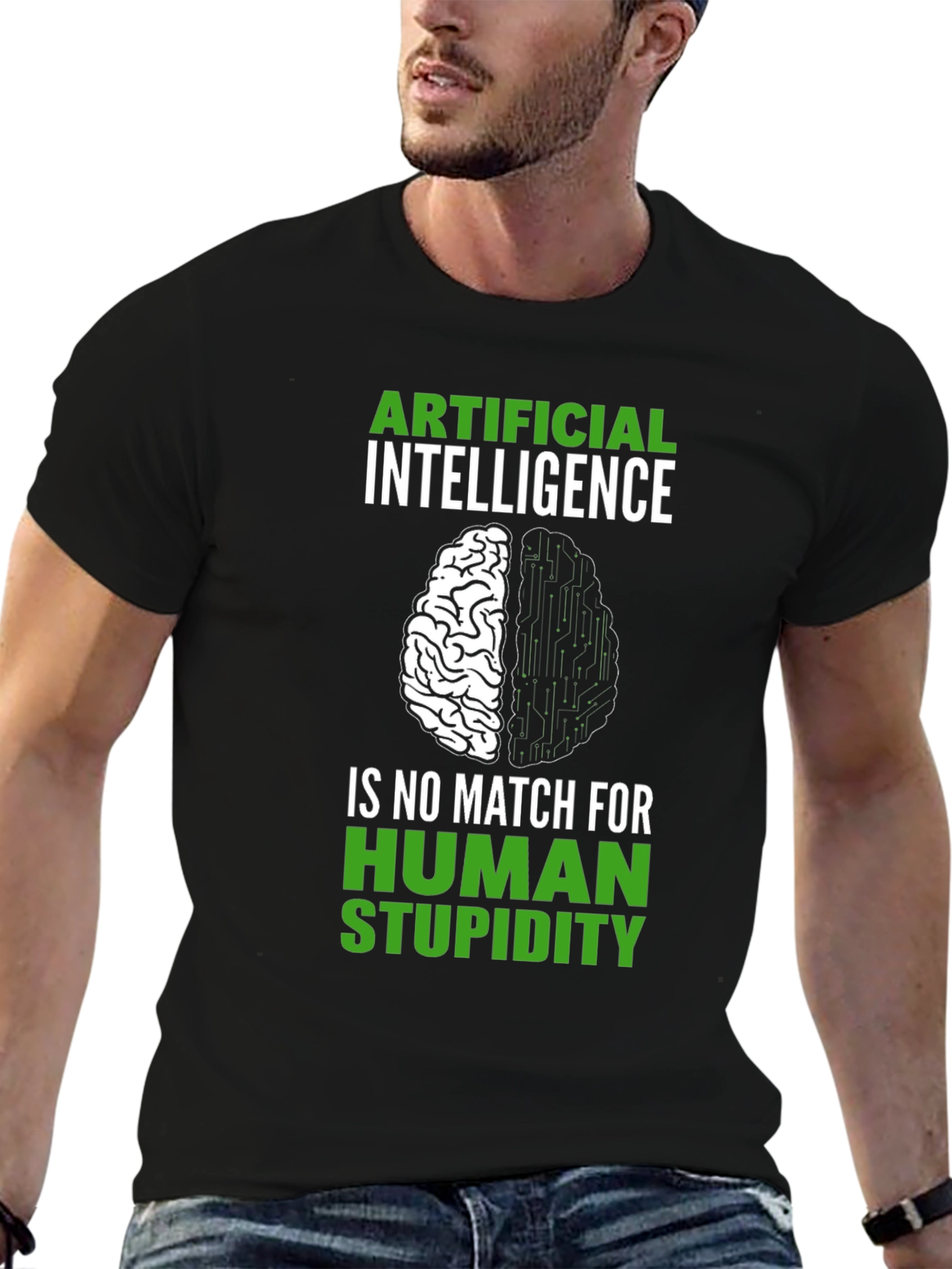 Artificial Intelligence vs Human Stupidity Graphic T-Shirt