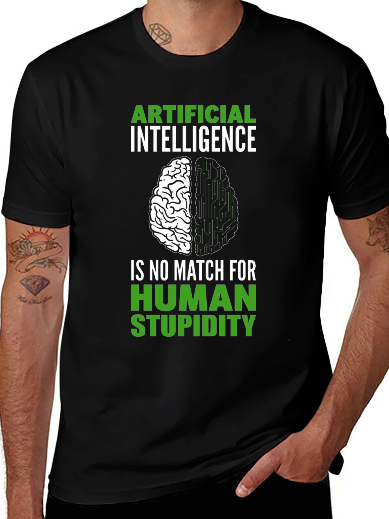 Artificial Intelligence vs Human Stupidity Graphic T-Shirt