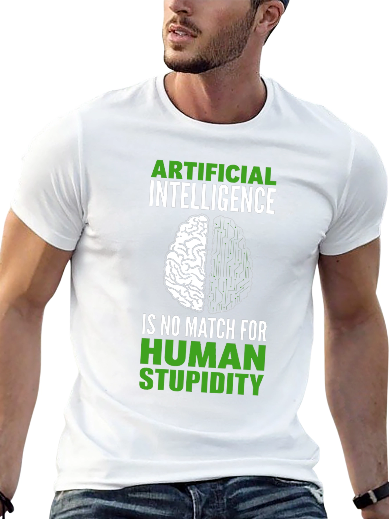 Artificial Intelligence vs Human Stupidity Graphic T-Shirt