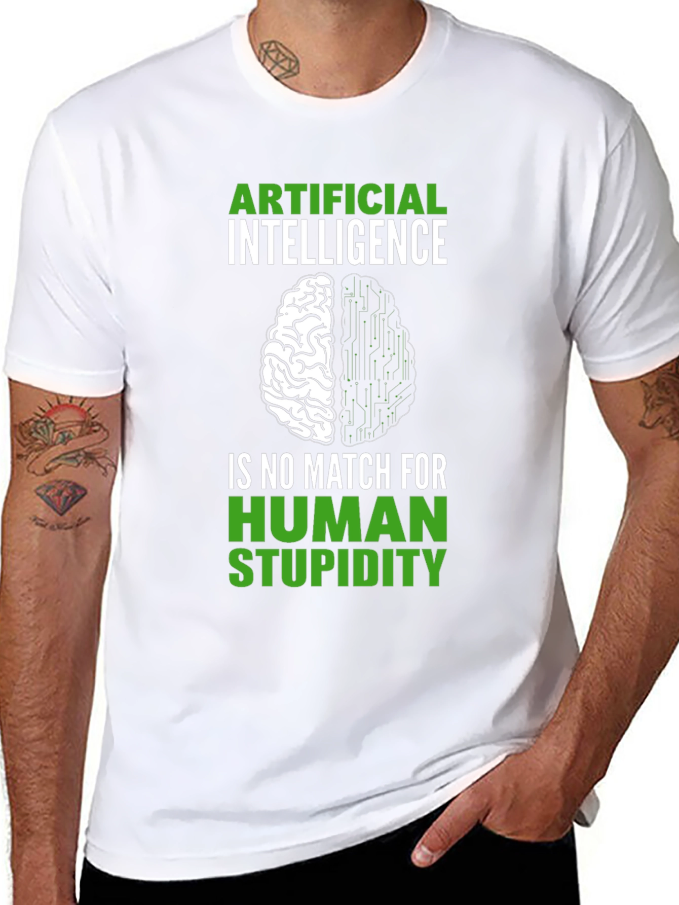 Artificial Intelligence vs Human Stupidity Graphic T-Shirt