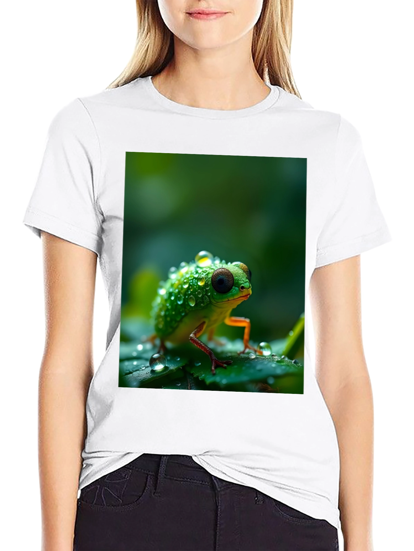 Froggy Tee: Dewy Amphibian Graphic T-Shirt