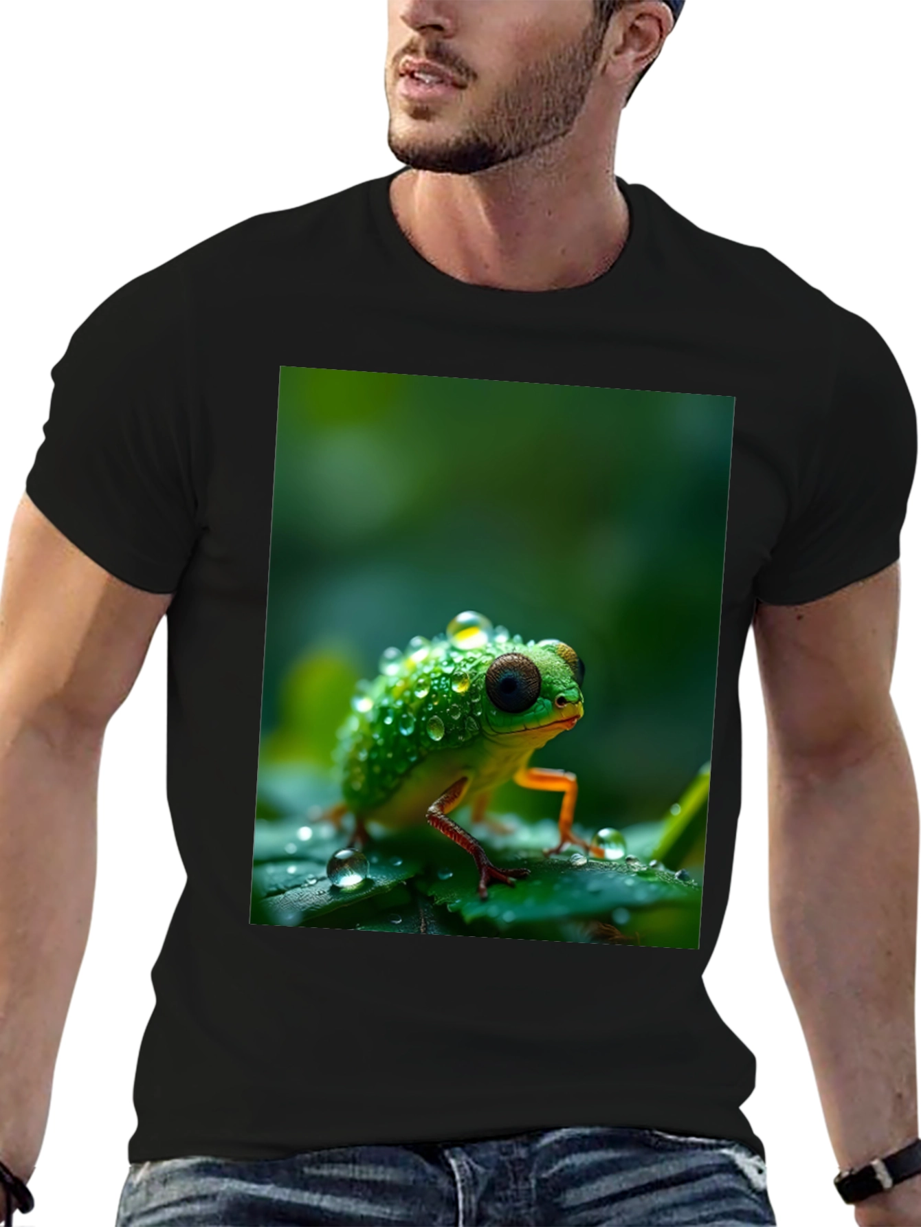 Froggy Tee: Dewy Amphibian Graphic T-Shirt