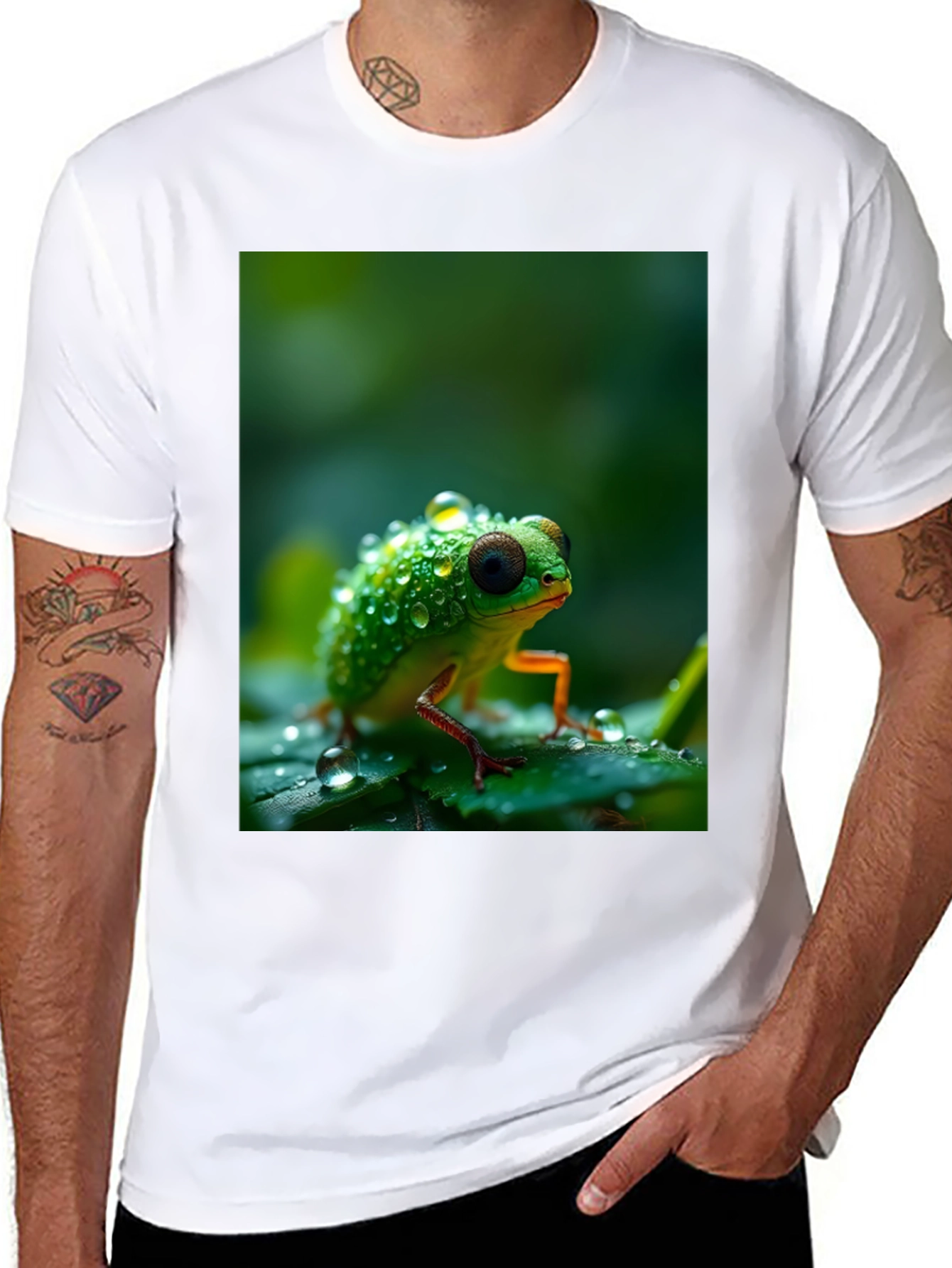 Froggy Tee: Dewy Amphibian Graphic T-Shirt