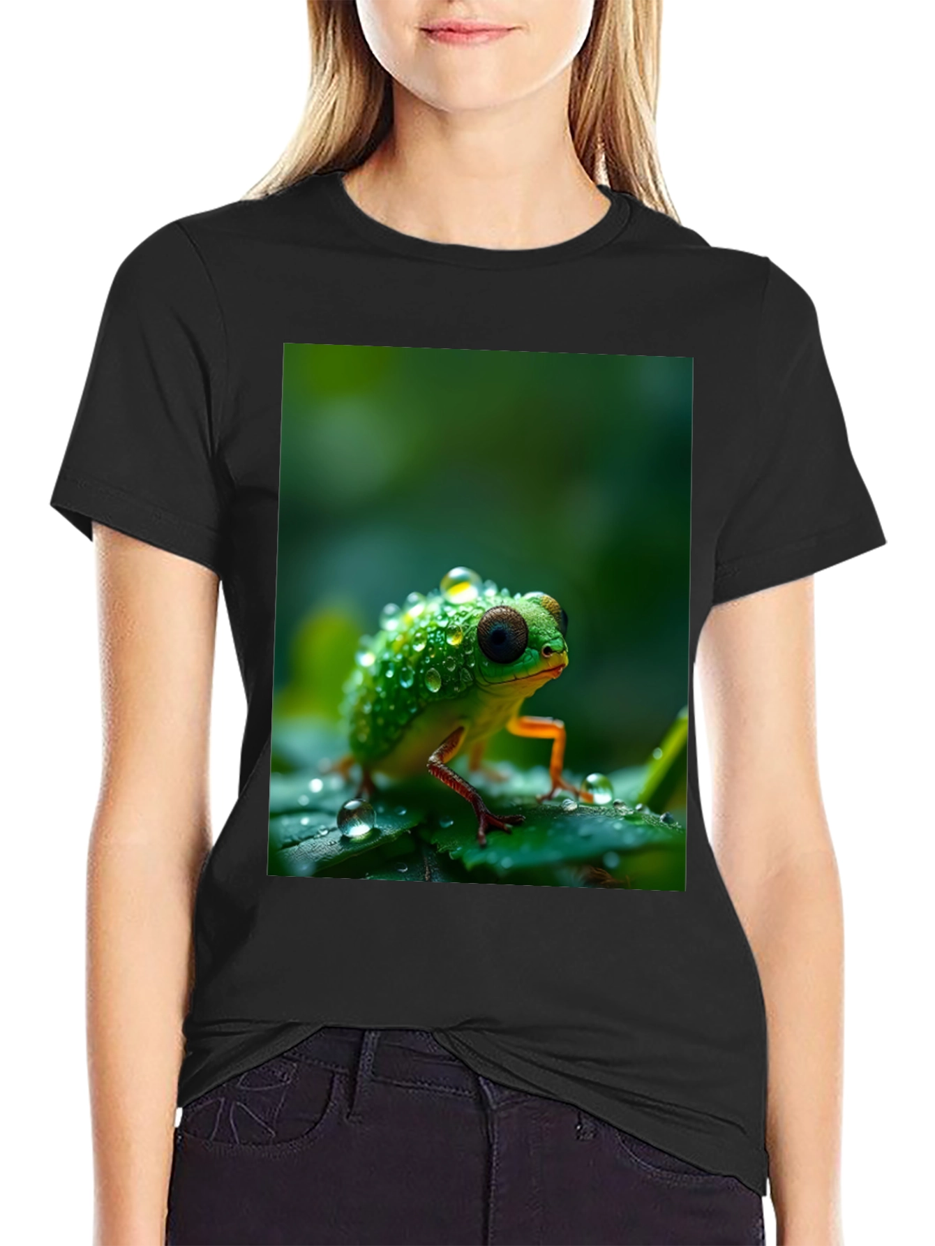Froggy Tee: Dewy Amphibian Graphic T-Shirt
