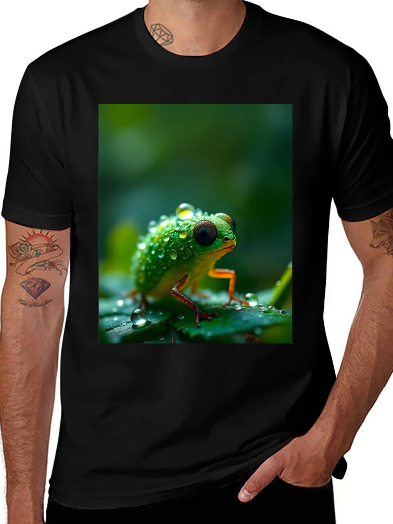 Froggy Tee: Dewy Amphibian Graphic T-Shirt