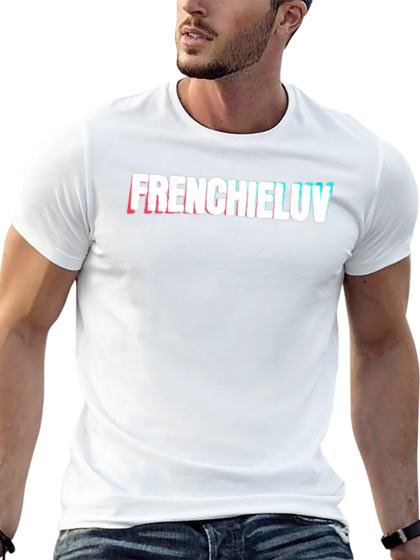 Frenchieluv Graphic Tee - Trendy Glitch Effect