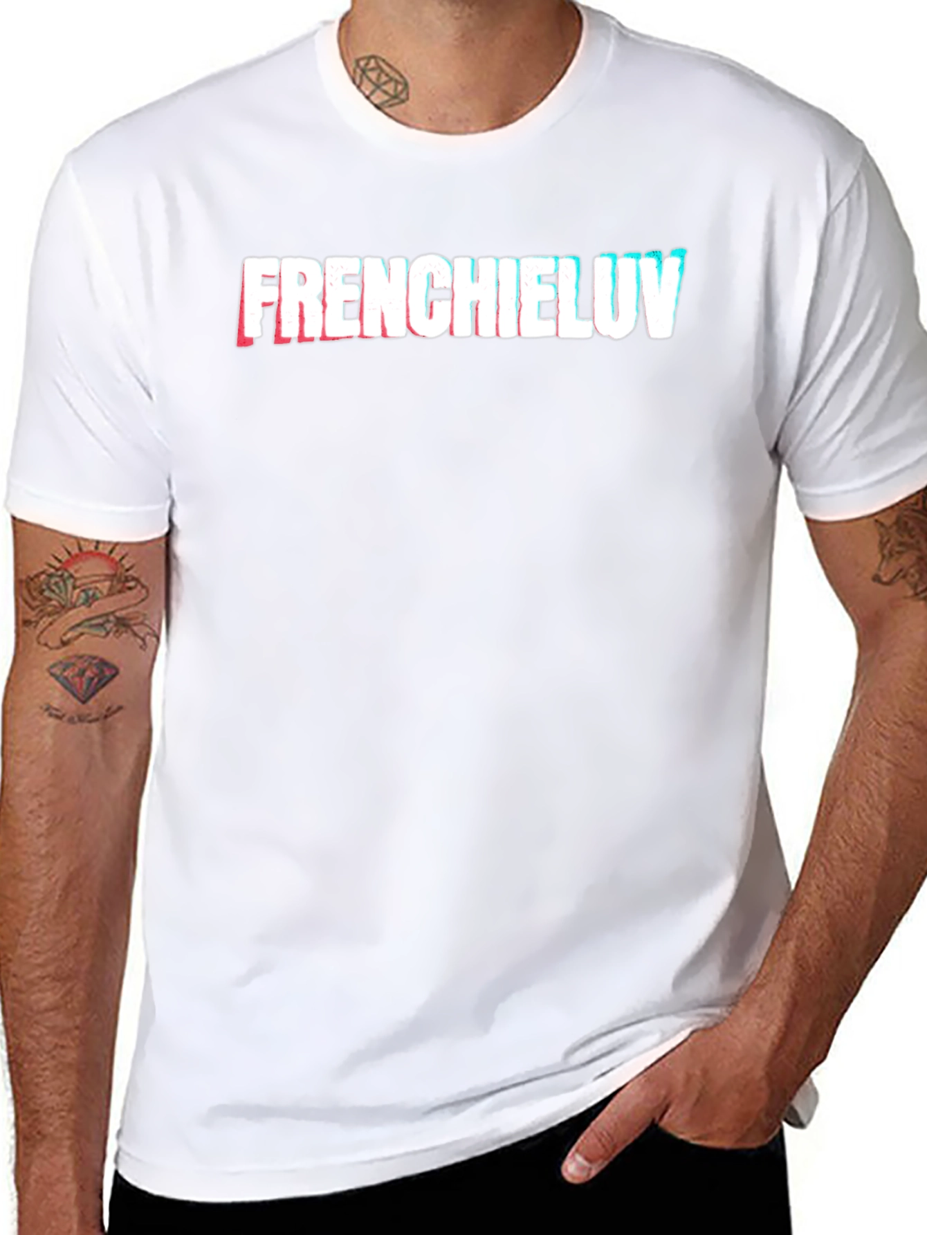 Frenchieluv Graphic Tee - Trendy Glitch Effect