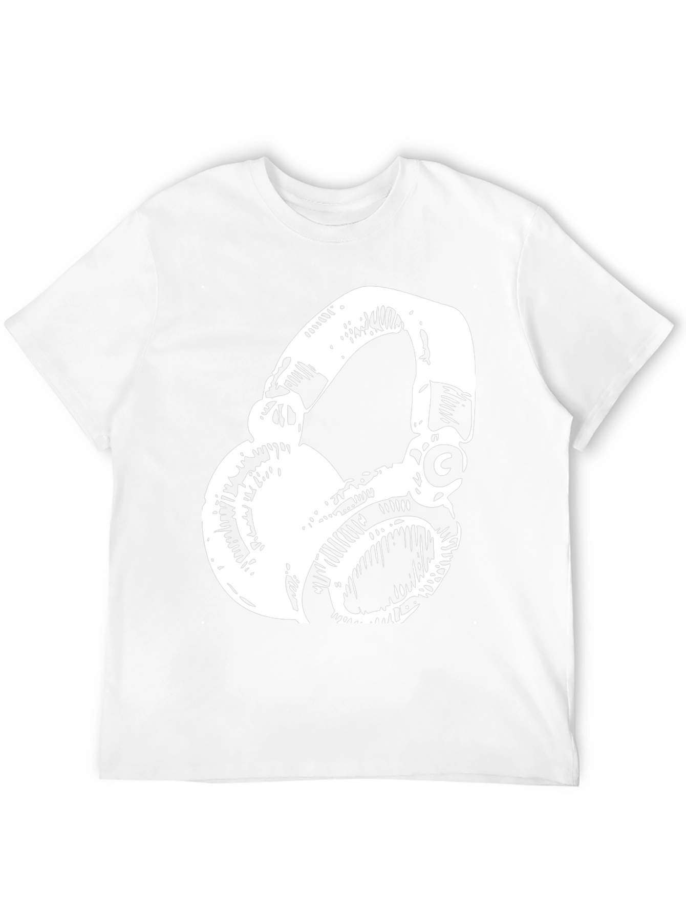 Stylish Black T-Shirt with White Headphones Graphic