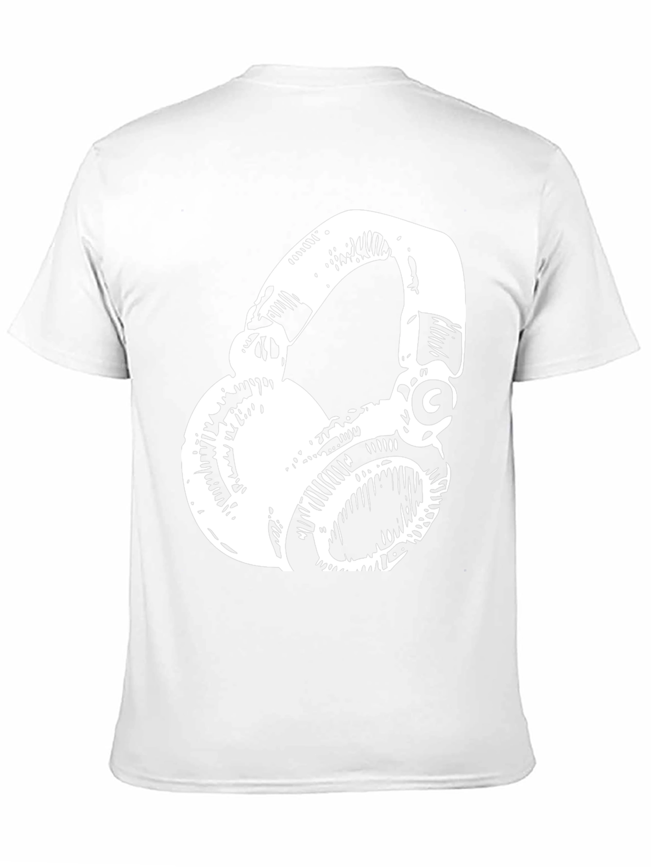 Stylish Black T-Shirt with White Headphones Graphic