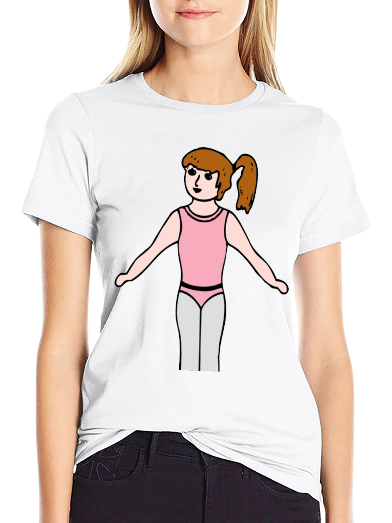 Girl Gymnast T-Shirt - Black Cotton Tee
