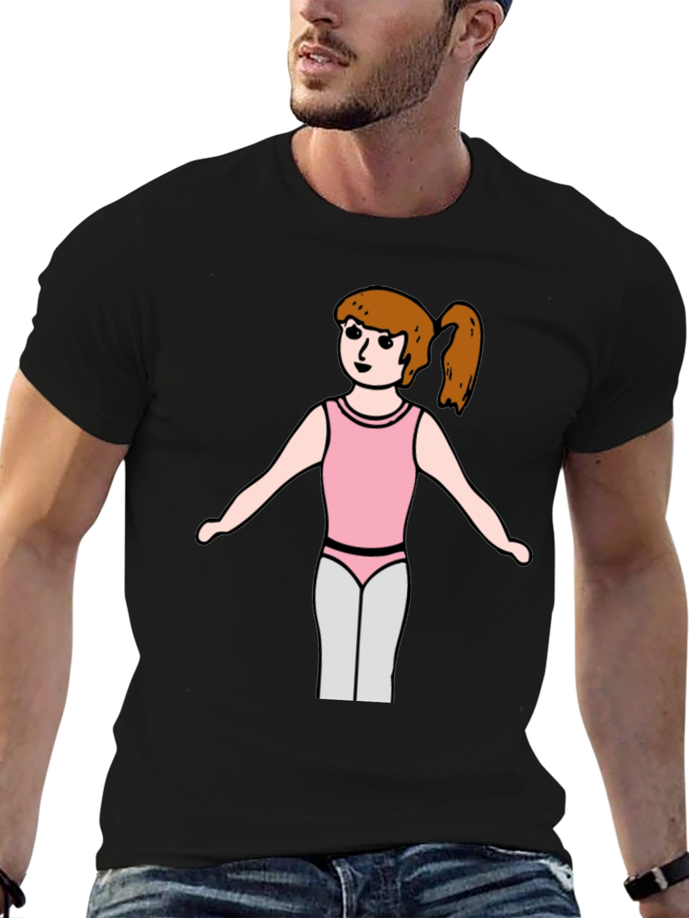 Girl Gymnast T-Shirt - Black Cotton Tee