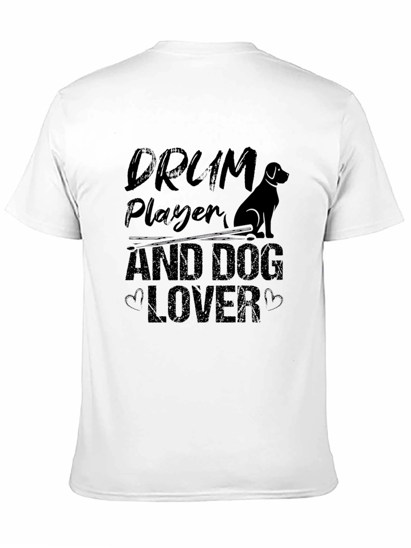 Drum Player & Dog Lover Black Graphic Tee