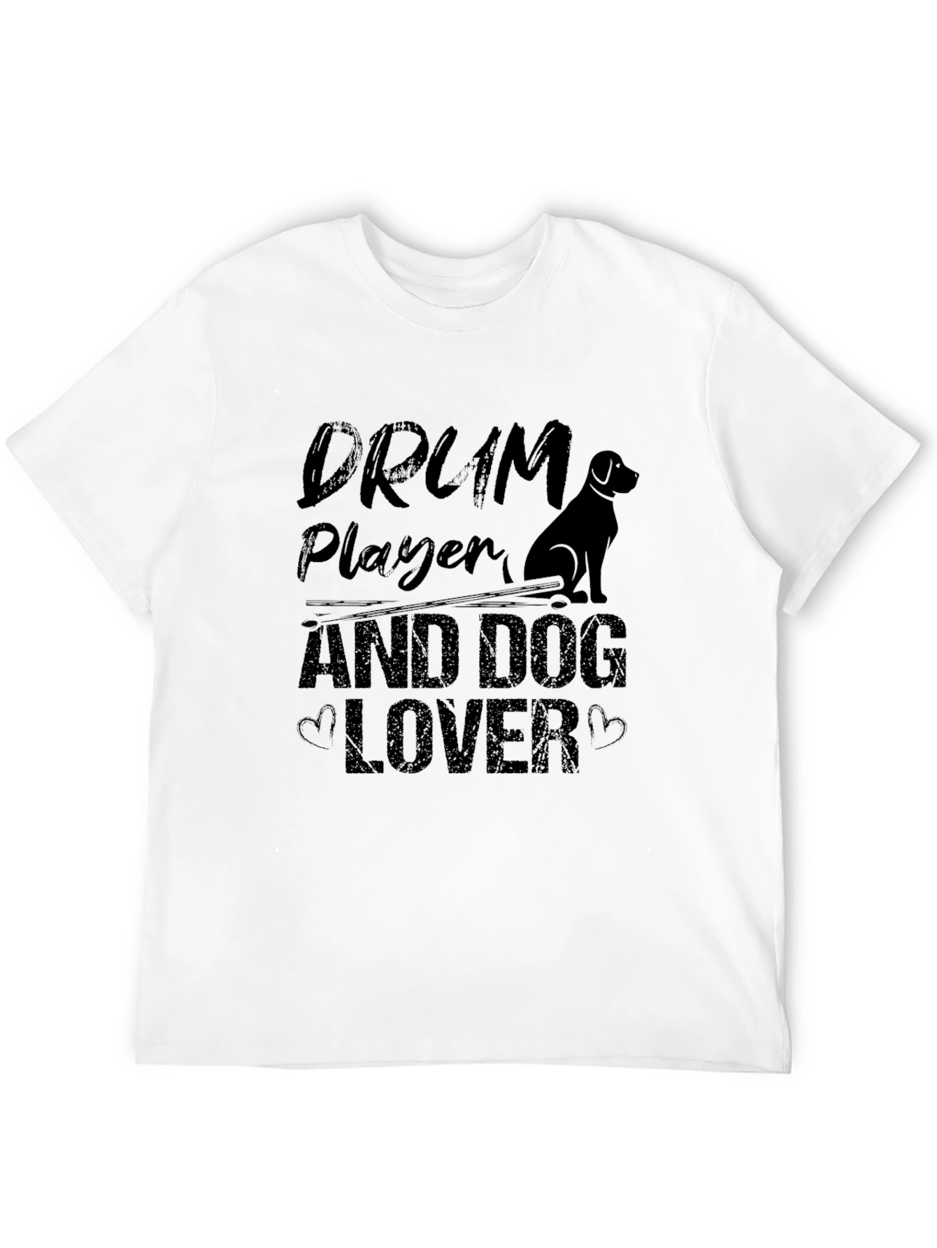 Drum Player & Dog Lover Black Graphic Tee