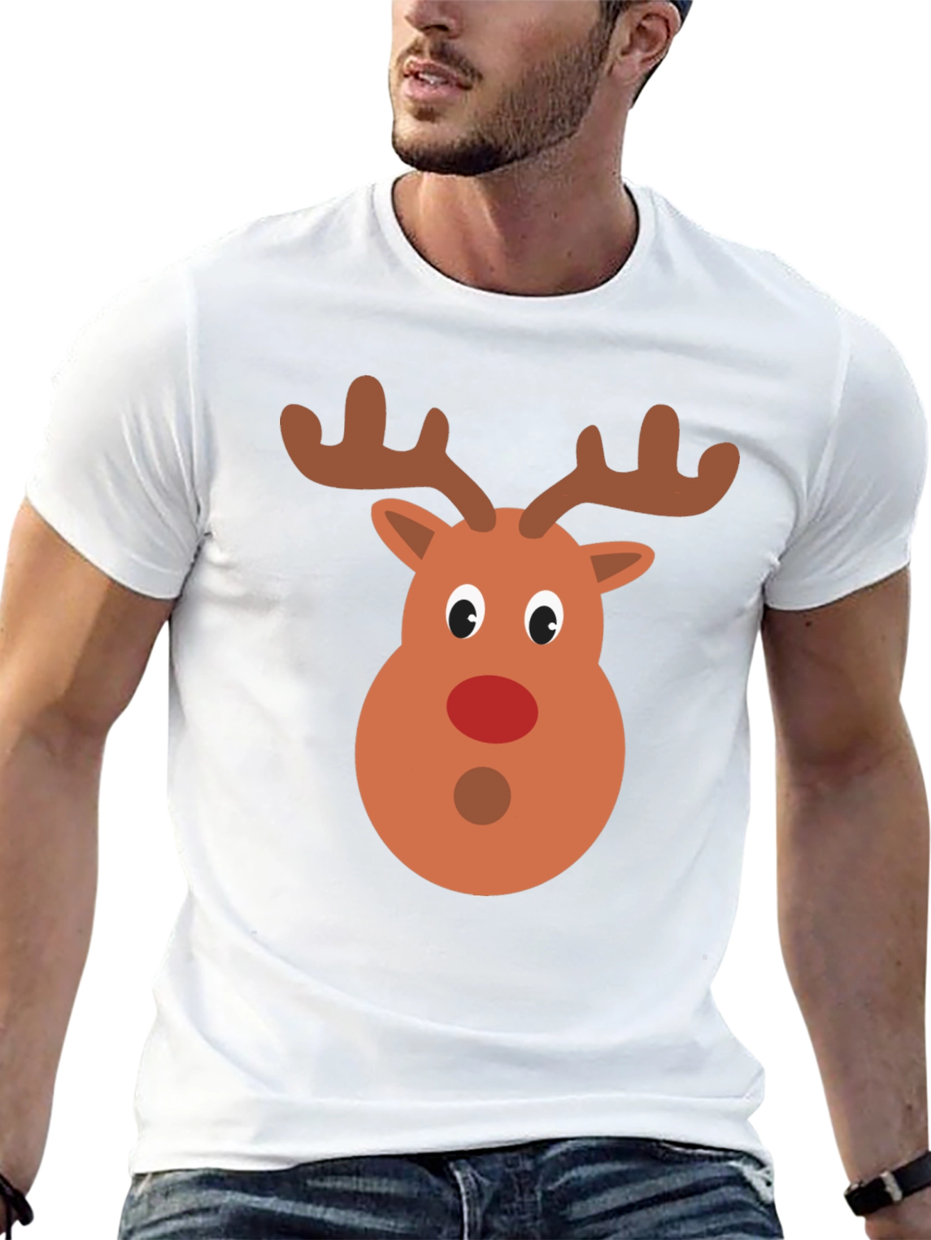 Festive Reindeer Graphic Tee - Holiday Cheer