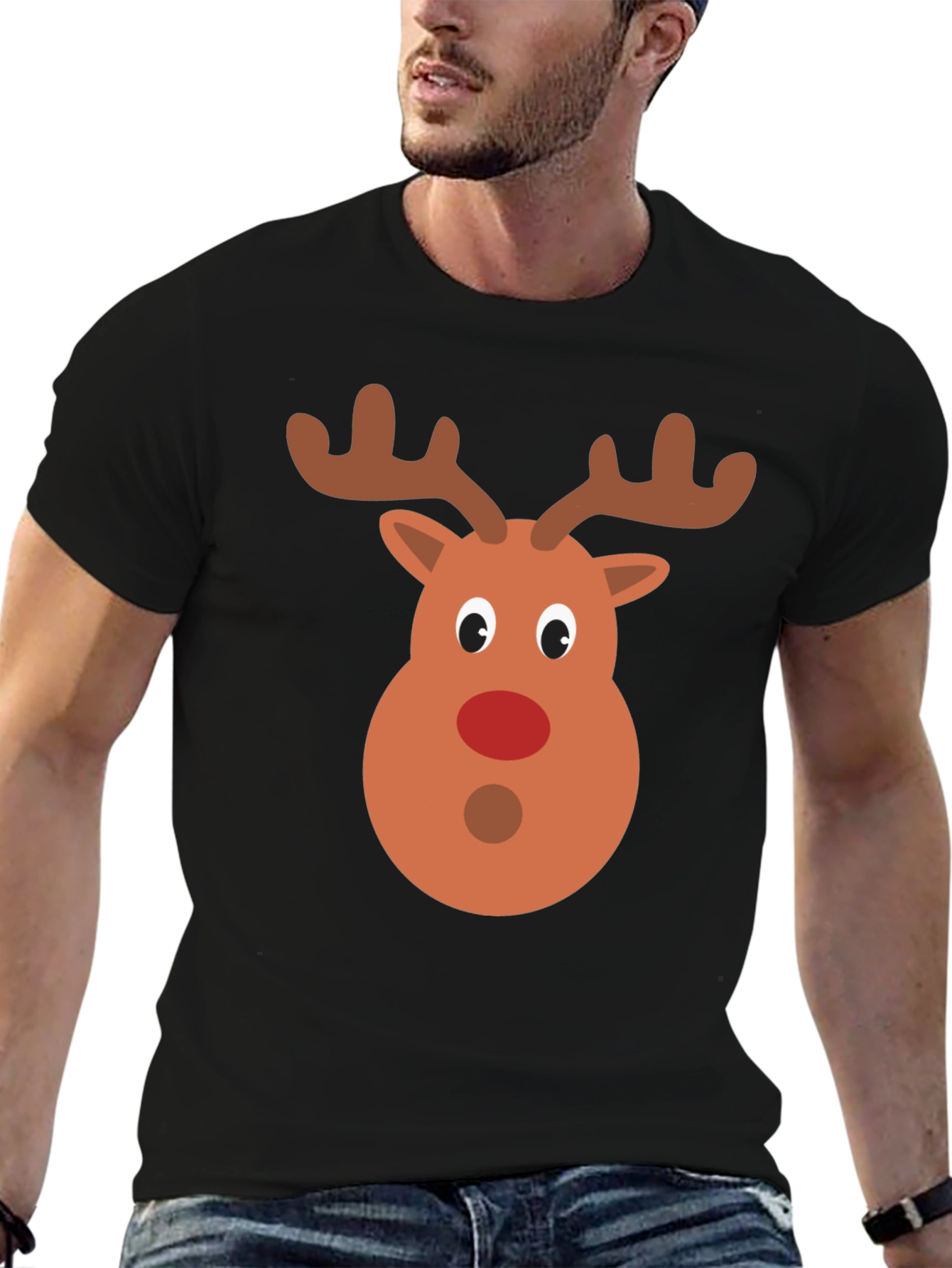Festive Reindeer Graphic Tee - Holiday Cheer