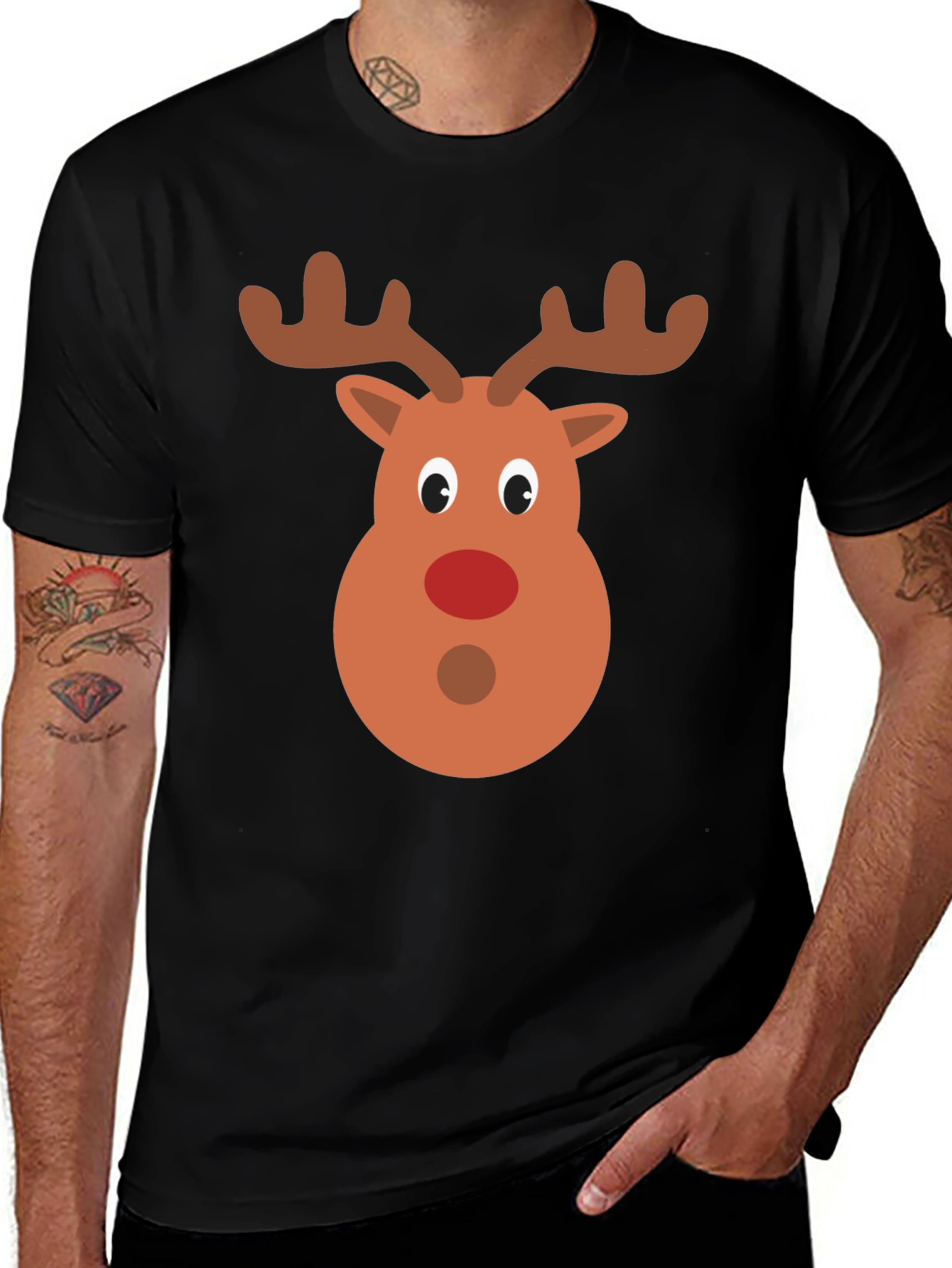 Festive Reindeer Graphic Tee - Holiday Cheer