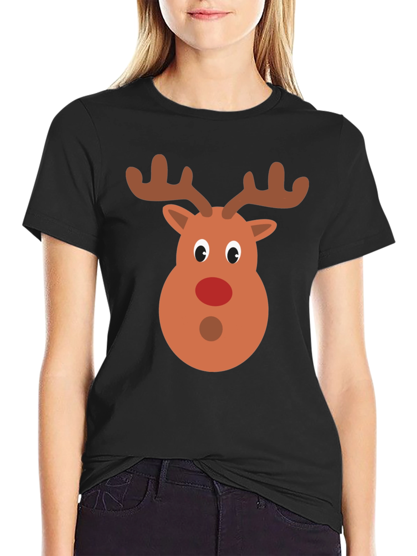 Festive Reindeer Graphic Tee - Holiday Cheer