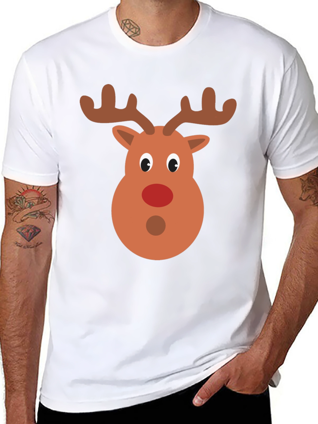 Festive Reindeer Graphic Tee - Holiday Cheer