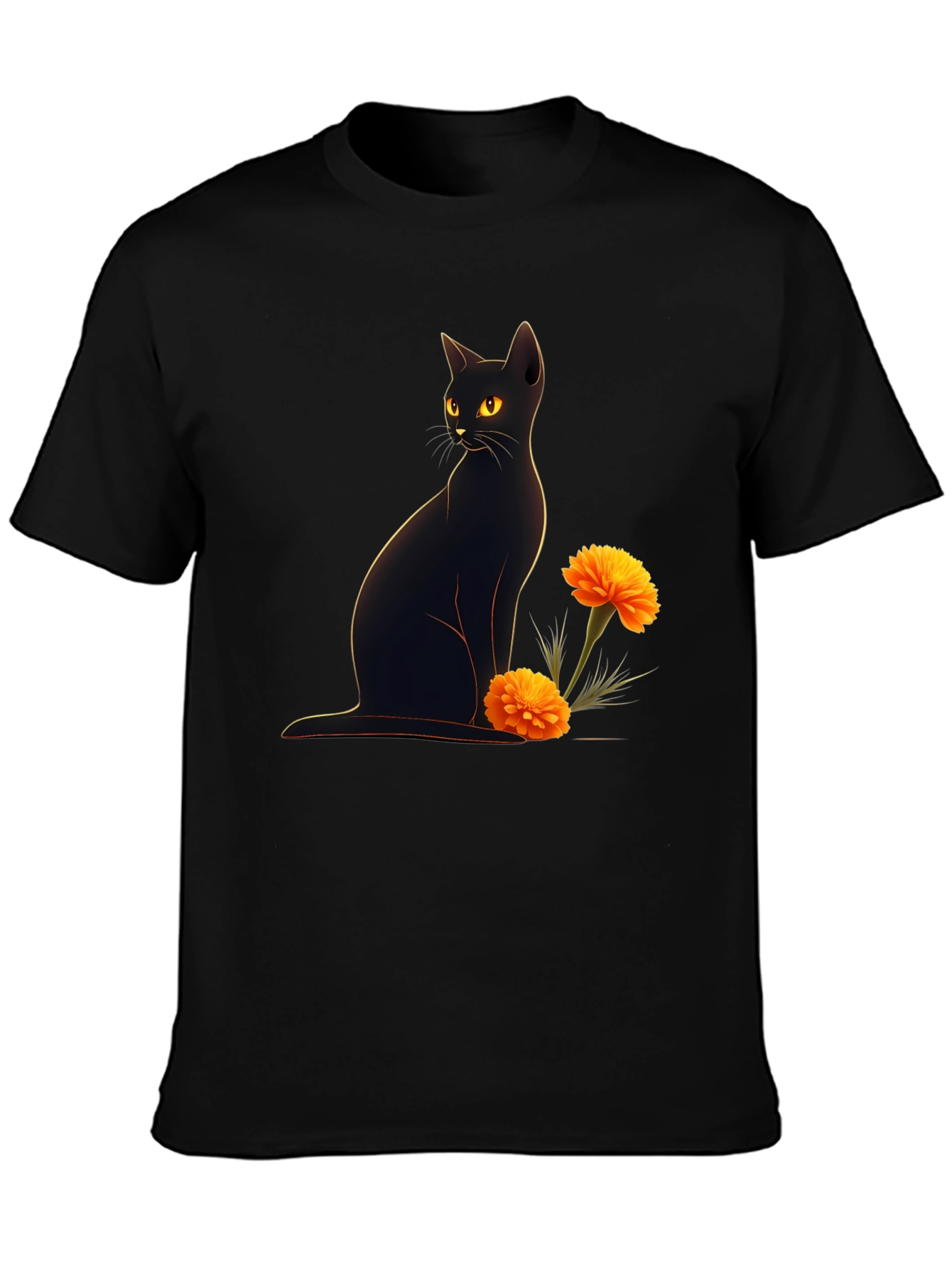 Black Cat & Marigold Graphic Tee