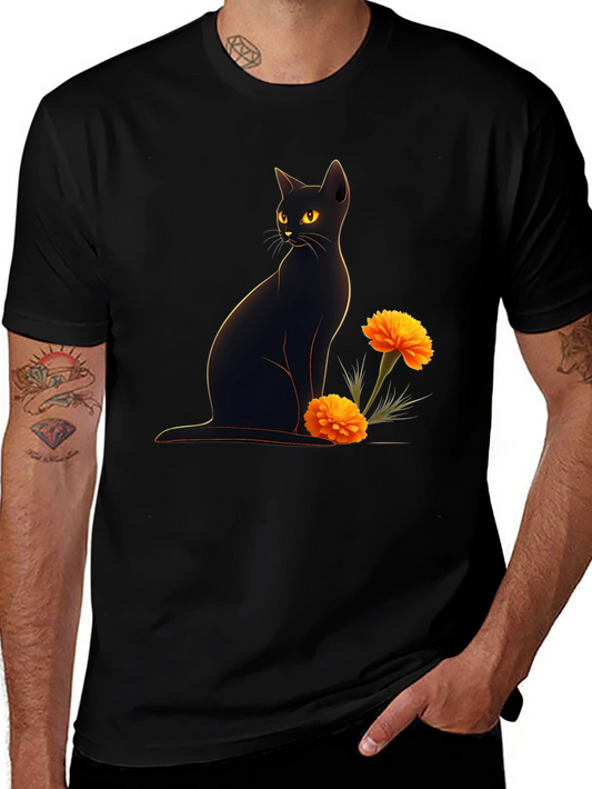 Black Cat & Marigold Graphic Tee
