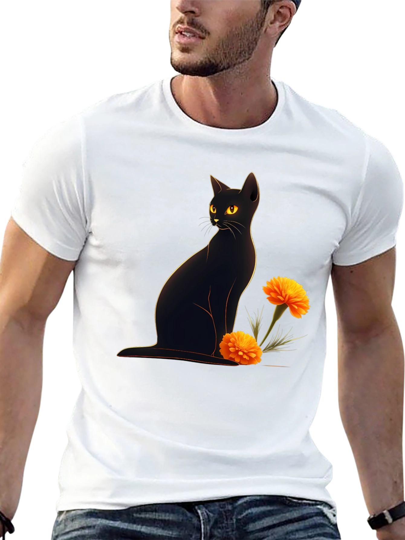 Black Cat & Marigold Graphic Tee