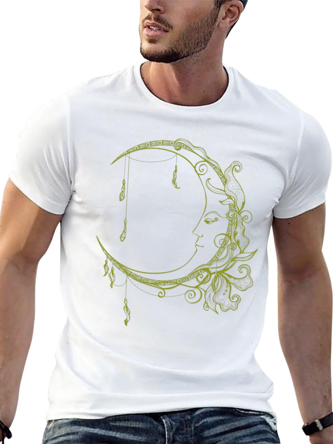 Celestial Moon Graphic T-Shirt - Stylish Black Tee