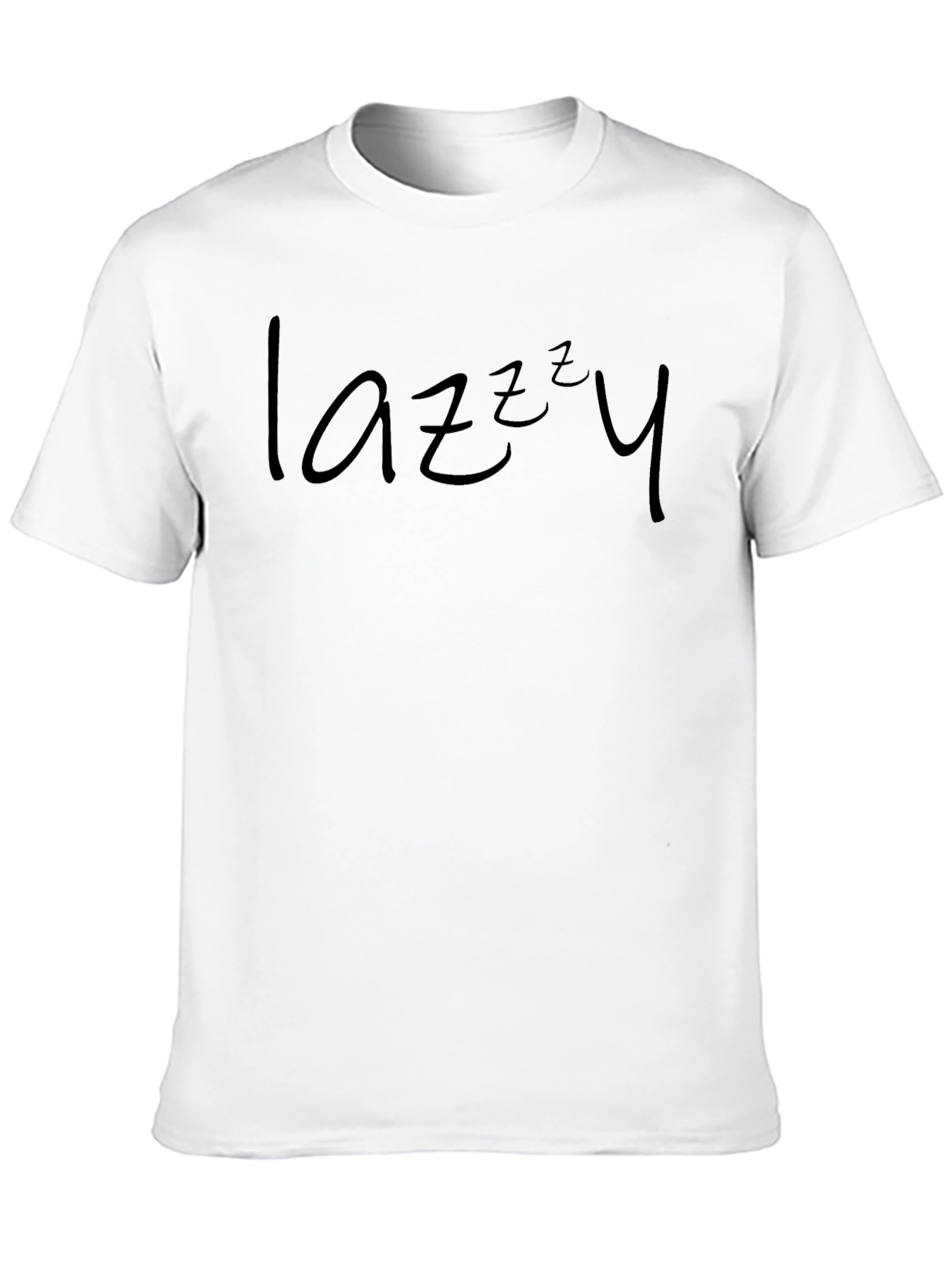 Lazy Graphic Print Mens Crew Neck Tee - Black