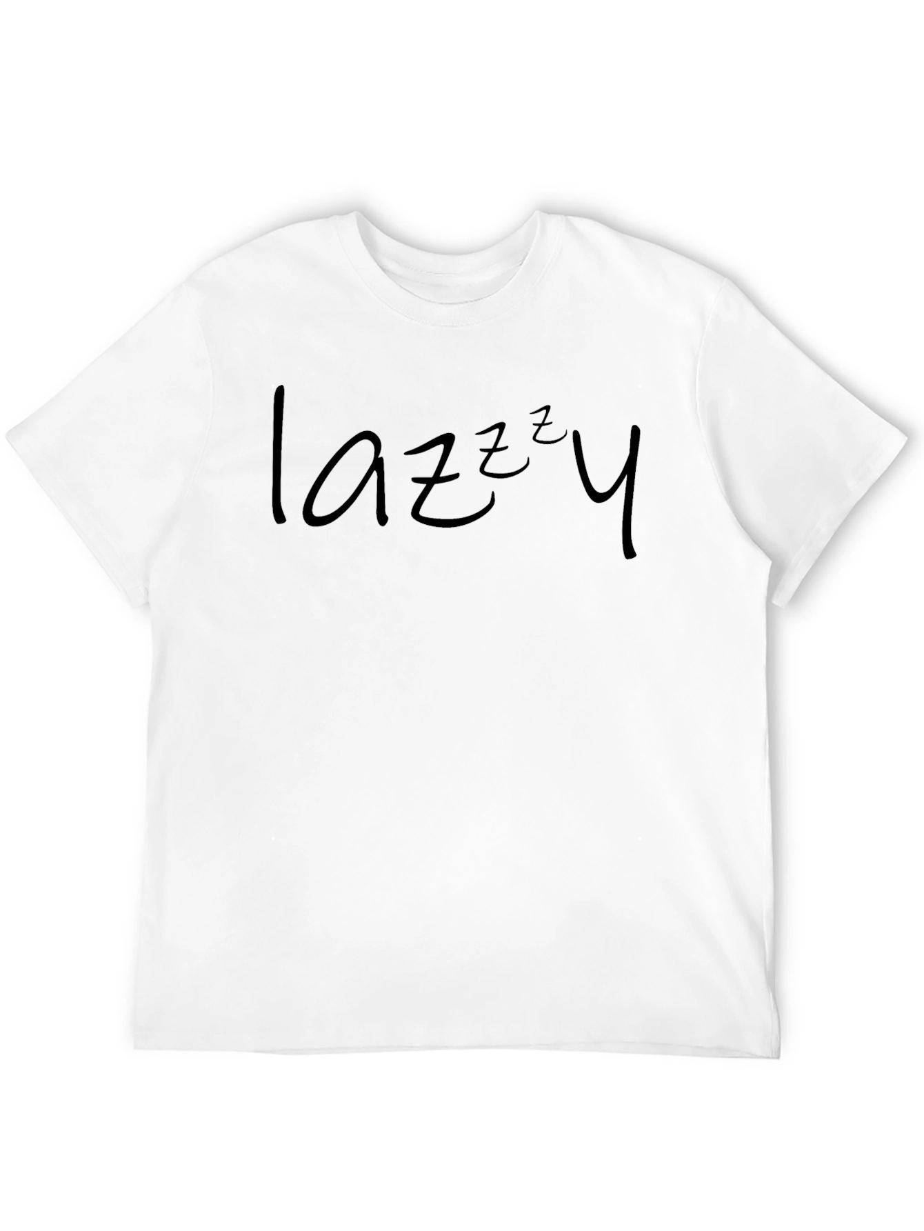 Lazy Graphic Print Mens Crew Neck Tee - Black