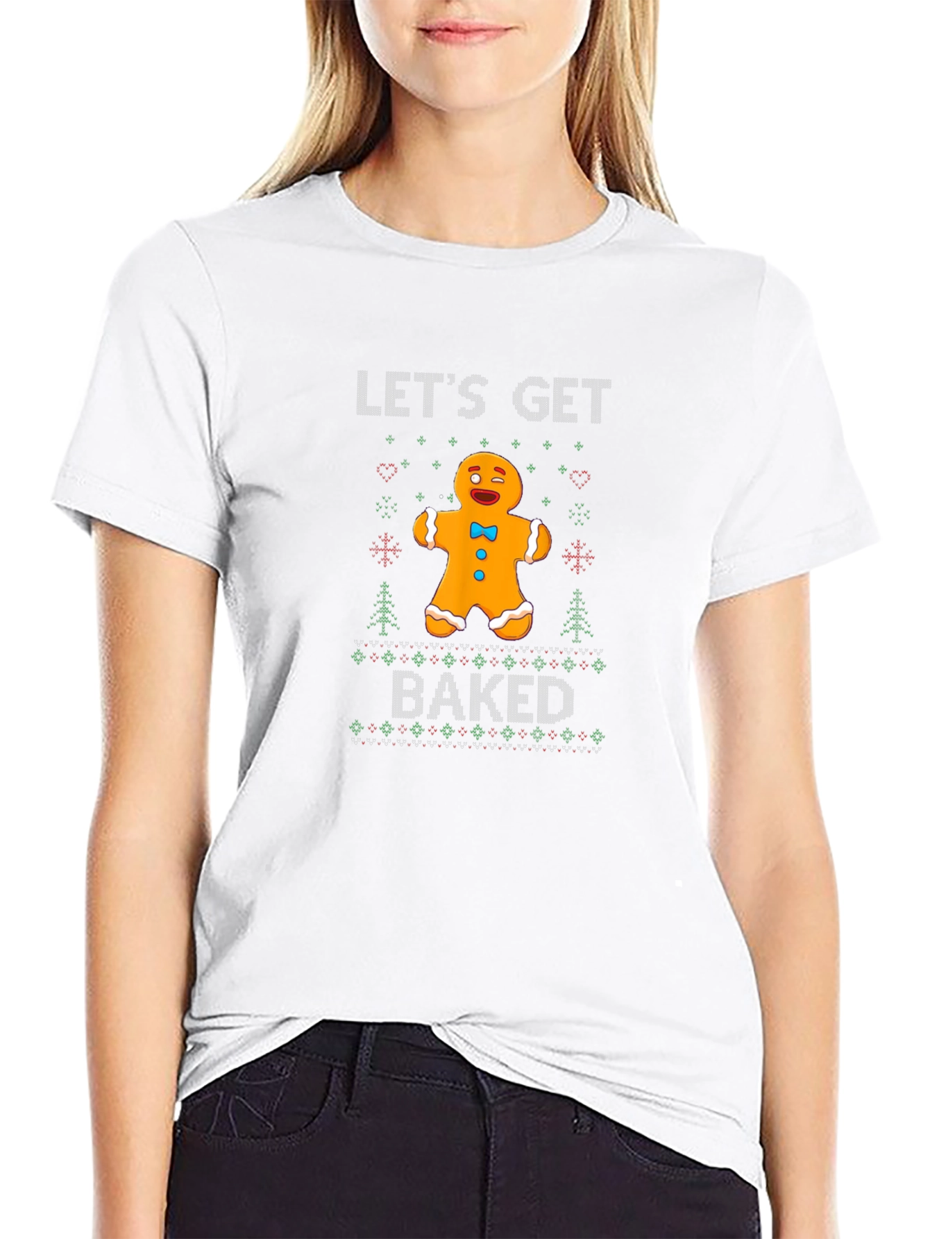 Lets Get Baked Gingerbread Man Ugly Christmas T-Shirt