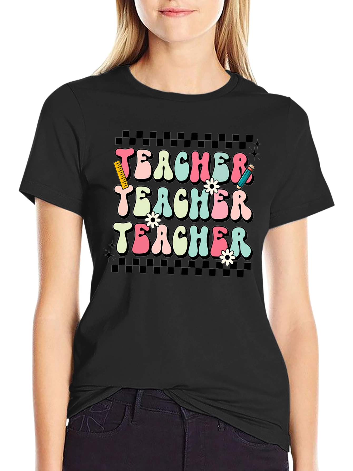 Retro Teacher T-Shirt Floral Teacher Tee