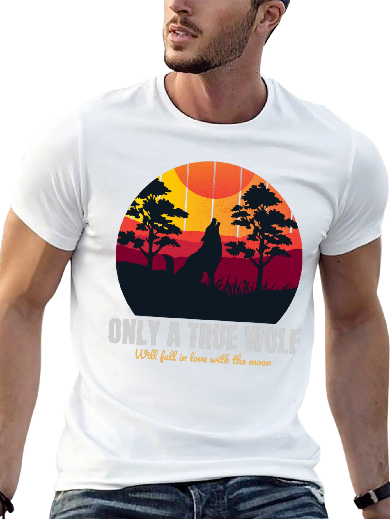 True Wolf Moon Graphic Tee - Stylish Mens Apparel