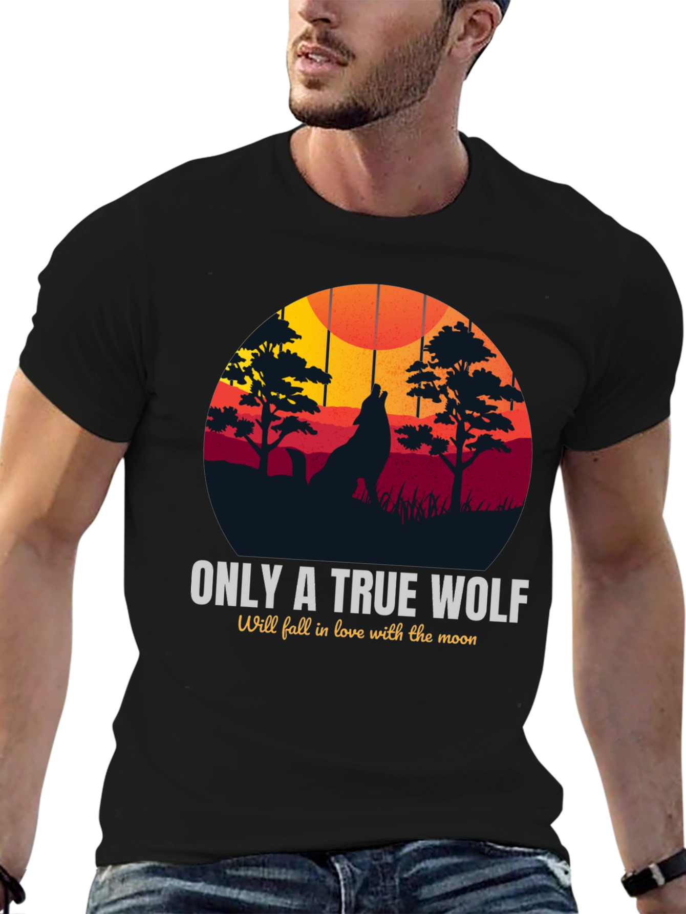 True Wolf Moon Graphic Tee - Stylish Mens Apparel