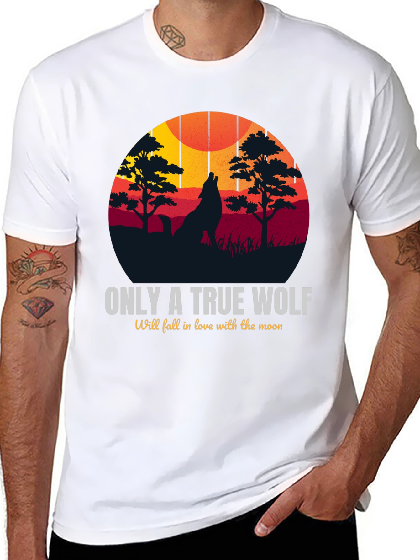 True Wolf Moon Graphic Tee - Stylish Mens Apparel