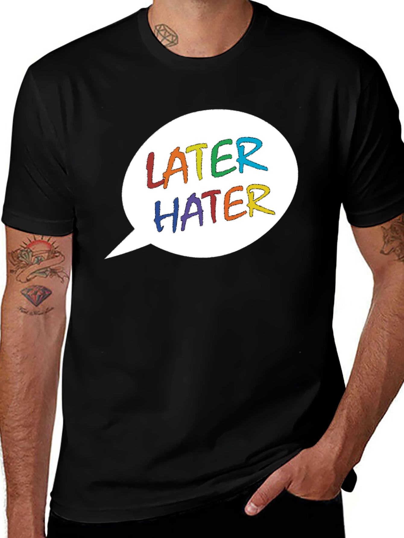 Later Hater Graphic Tee - Rainbow Text