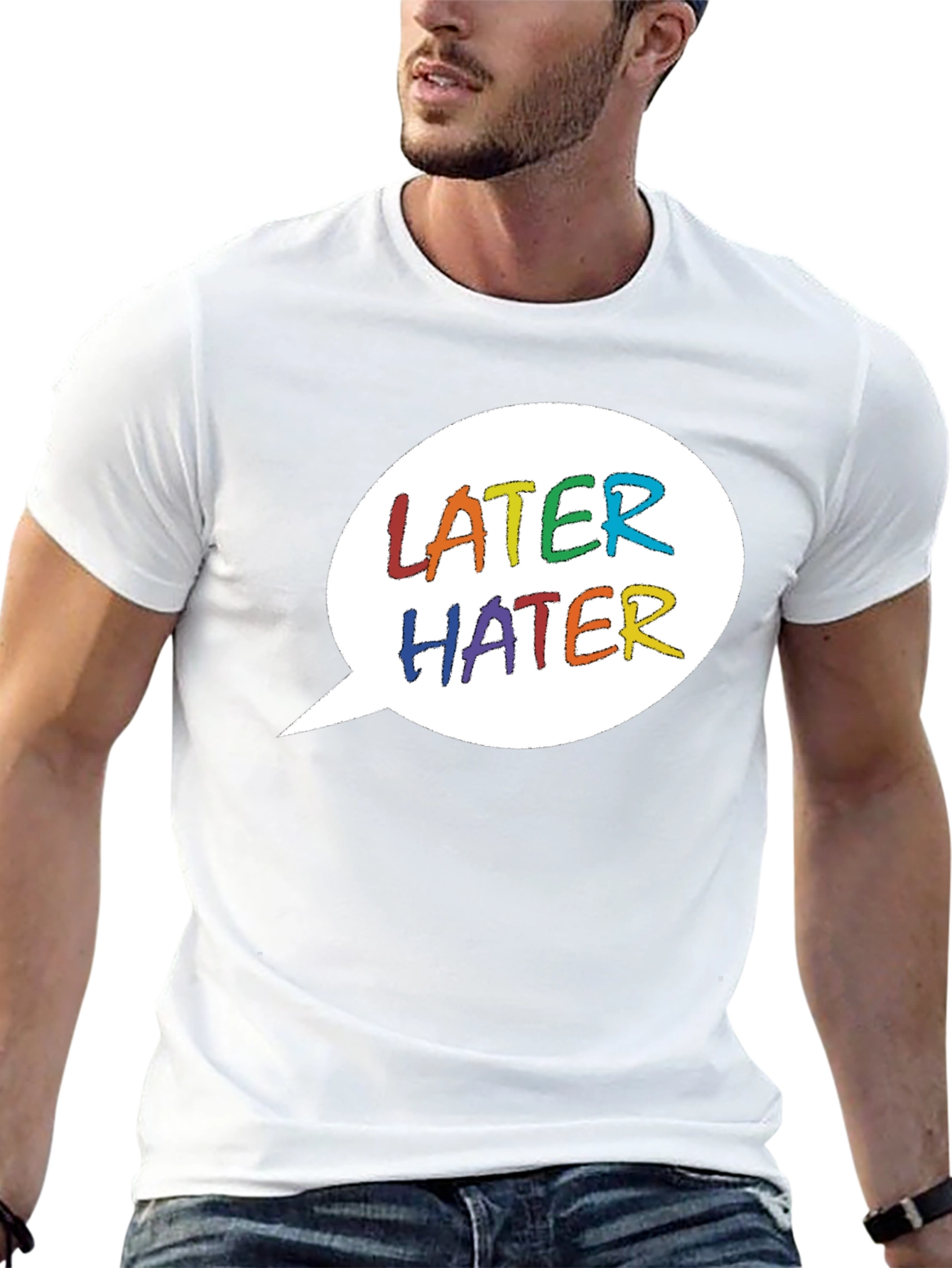 Later Hater Graphic Tee - Rainbow Text